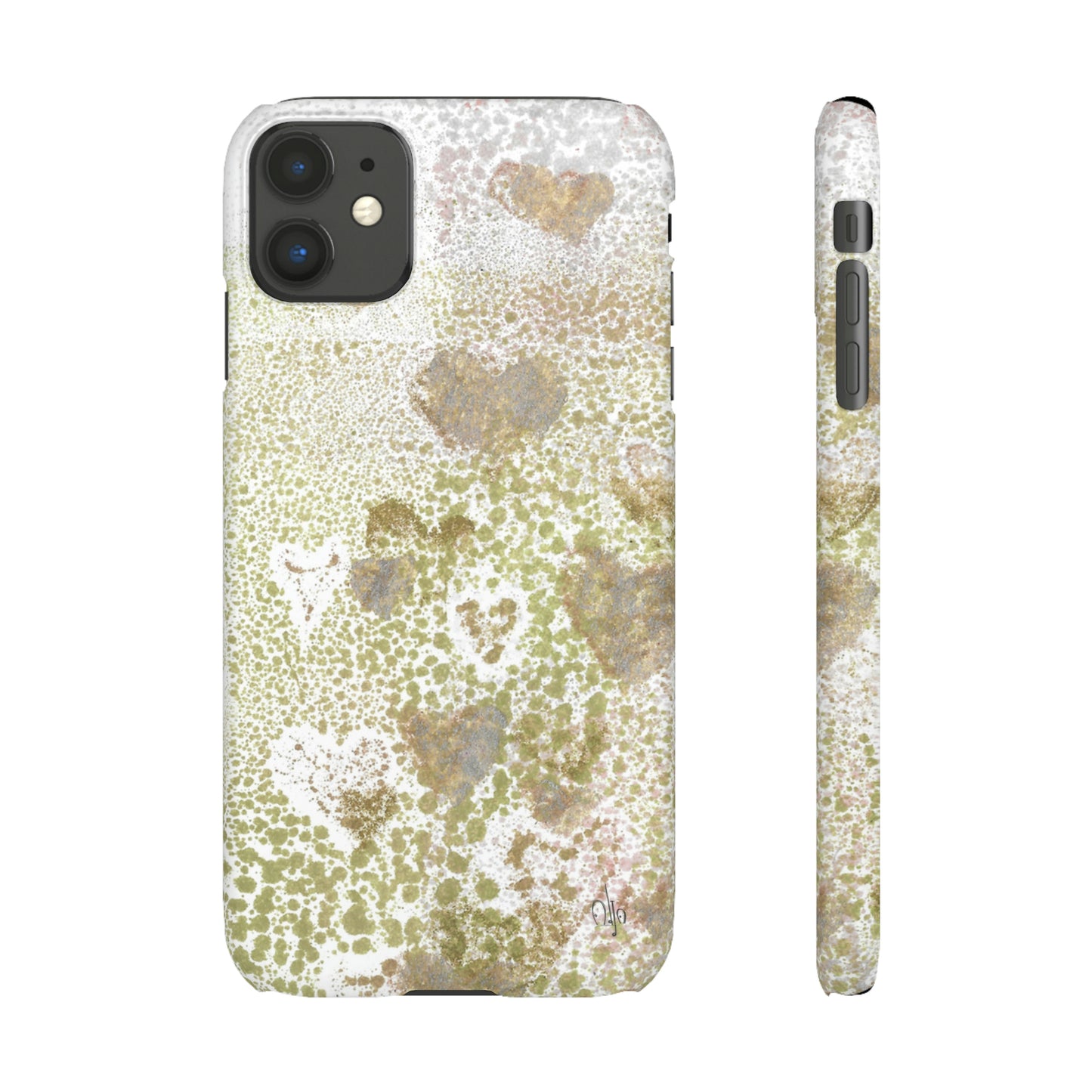 iPhone Samsung Galaxy Pixel5G Snap Case Phone Case Green Hearts - Alja Design