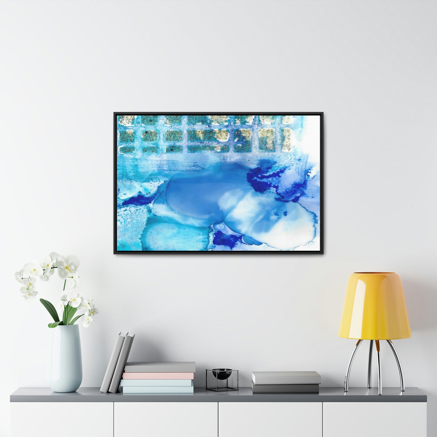 Blue Ice 12 Framed Canvas Print - Alja Design
