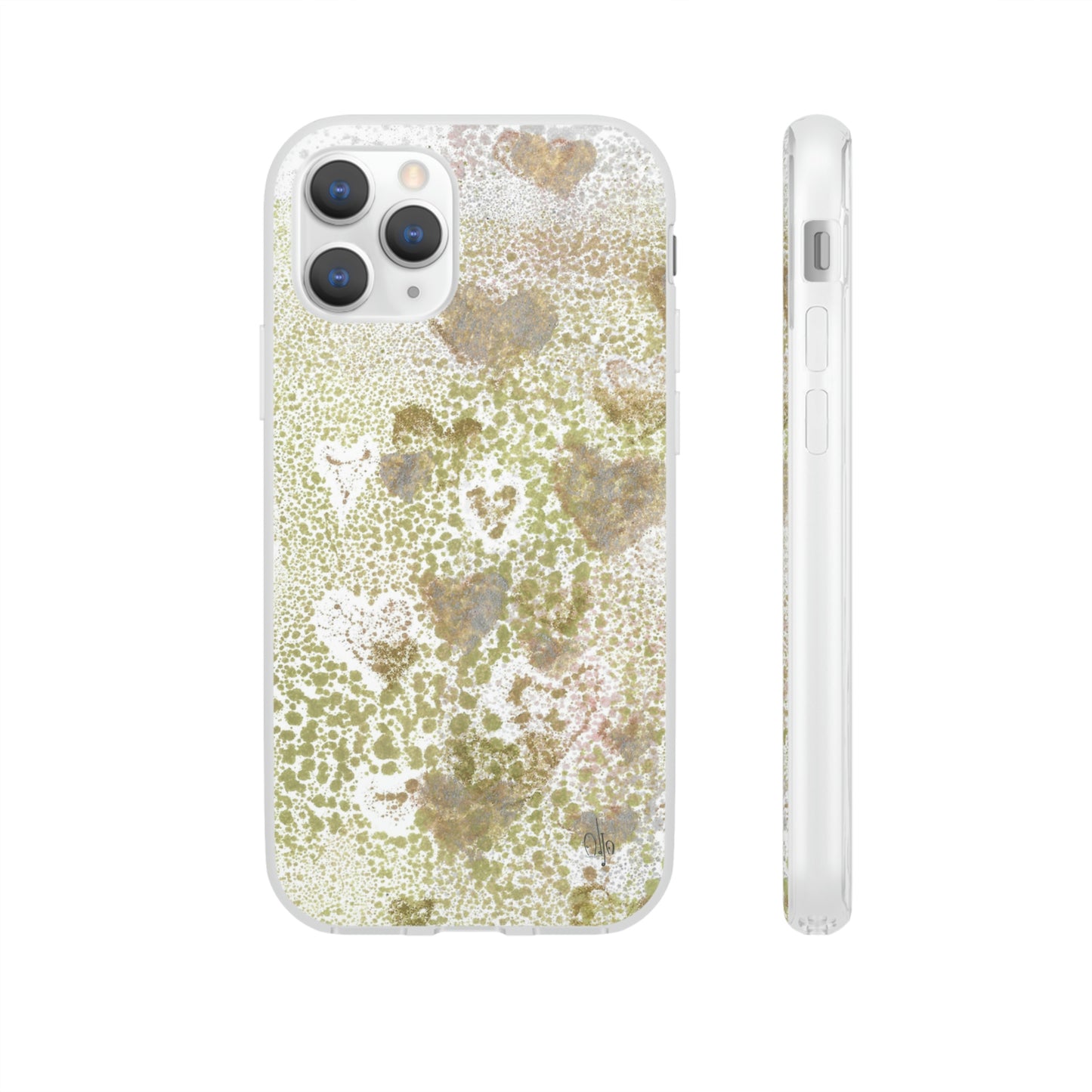 iPhone and Samsung Galaxy Flexi Phone Case Green Hearts - Alja Design