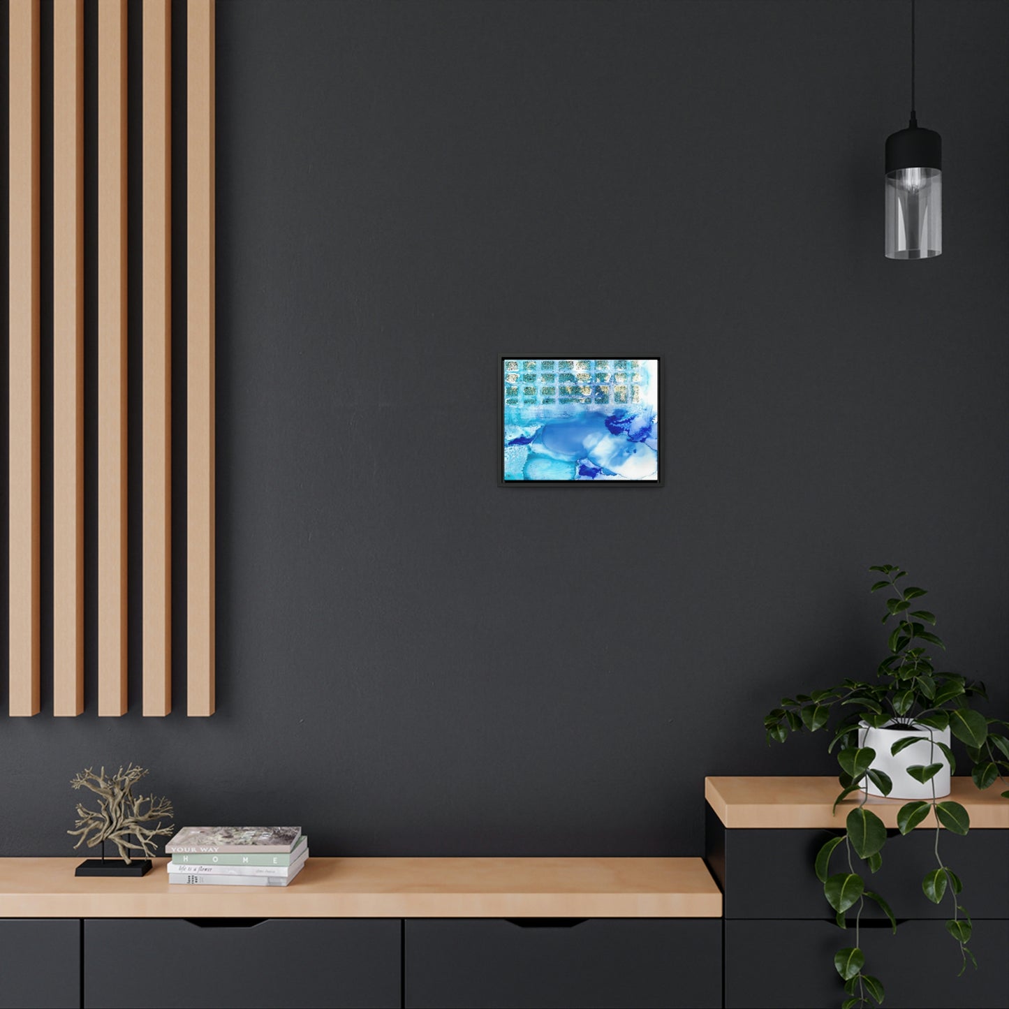 Blue Ice 12 Framed Canvas Print - Alja Design