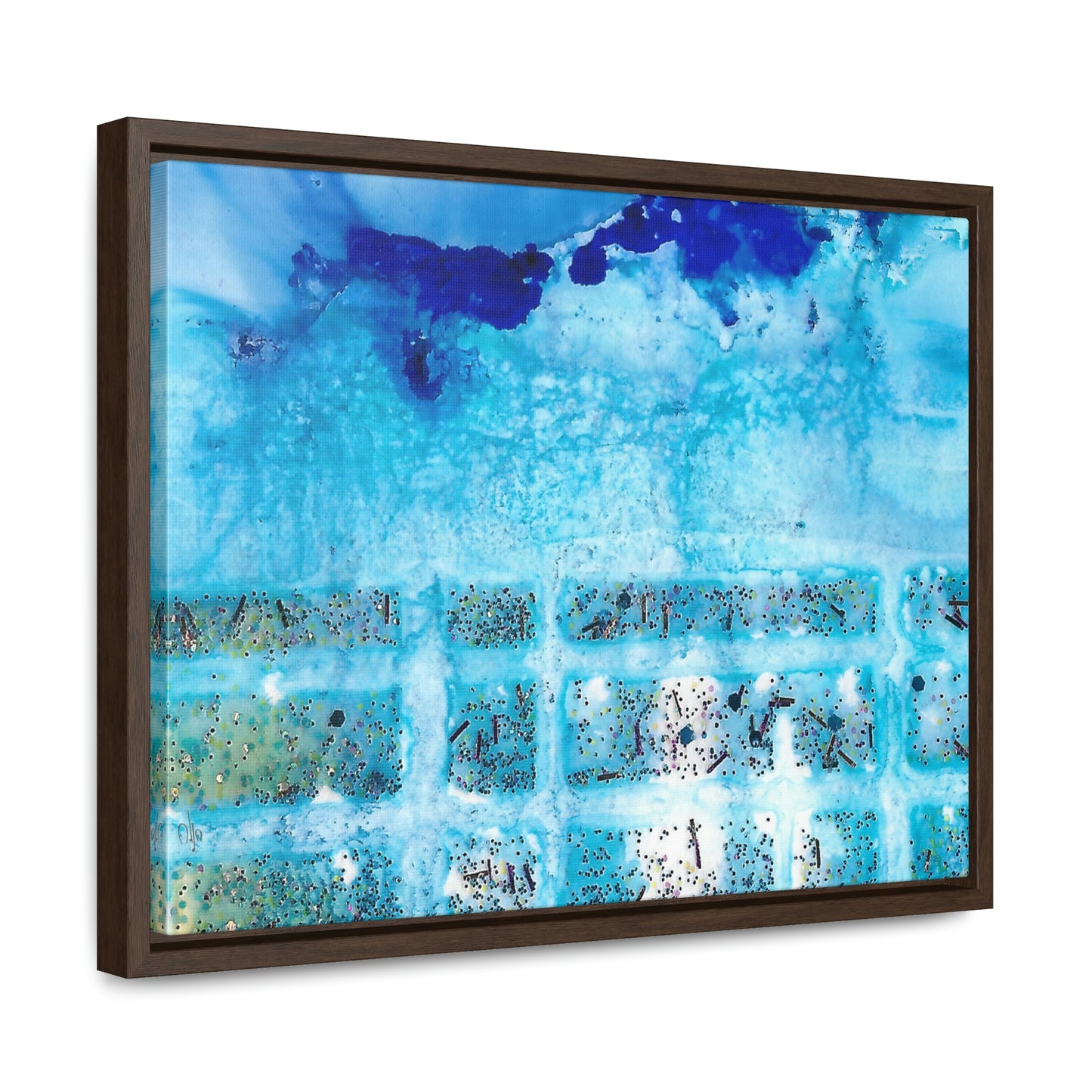 Blue Ice 8 Framed Canvas Print - Alja Design