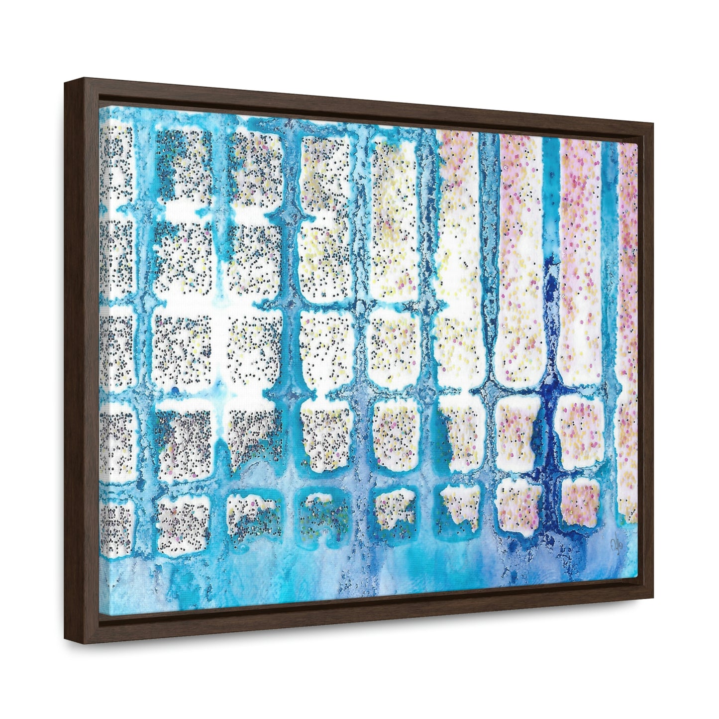 Blue Ice 13 Framed Canvas Print - Alja Design