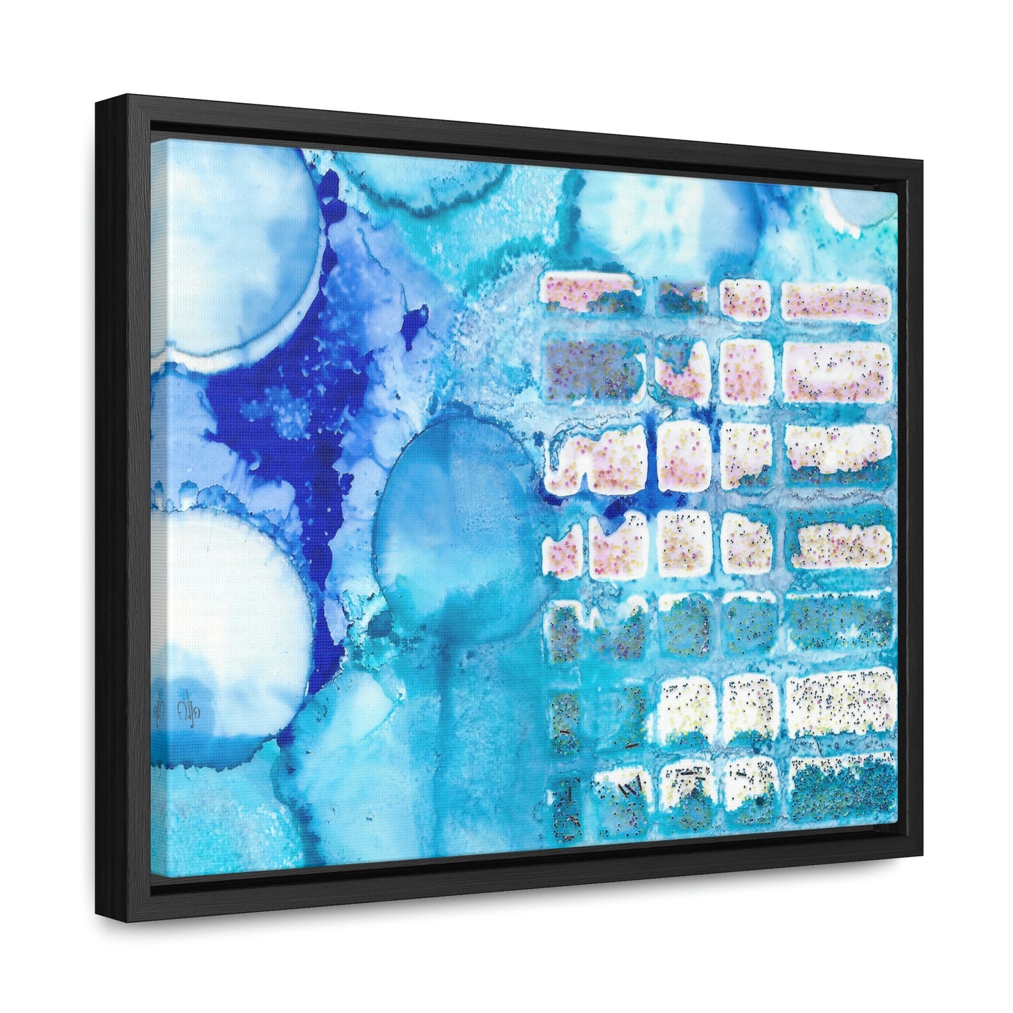 Blue Ice 11 Framed Canvas Print - Alja Design