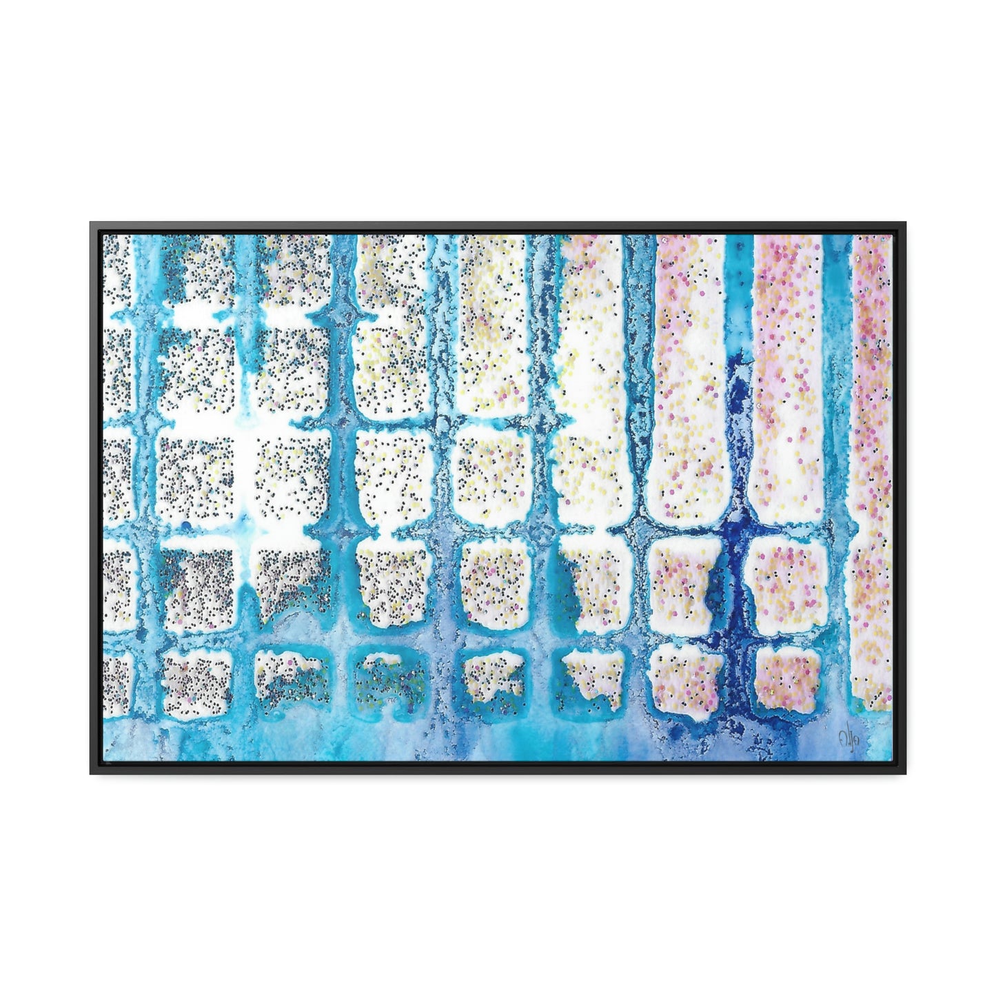Blue Ice 13 Framed Canvas Print - Alja Design