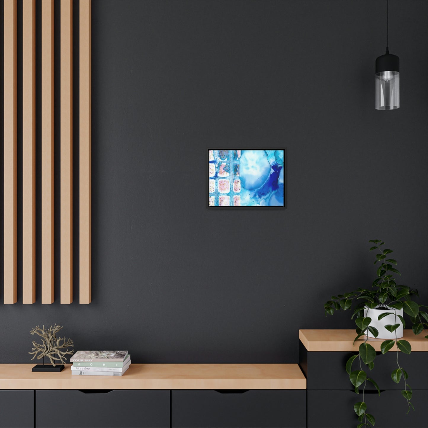 Blue Ice 10 Framed Canvas Print - Alja Design