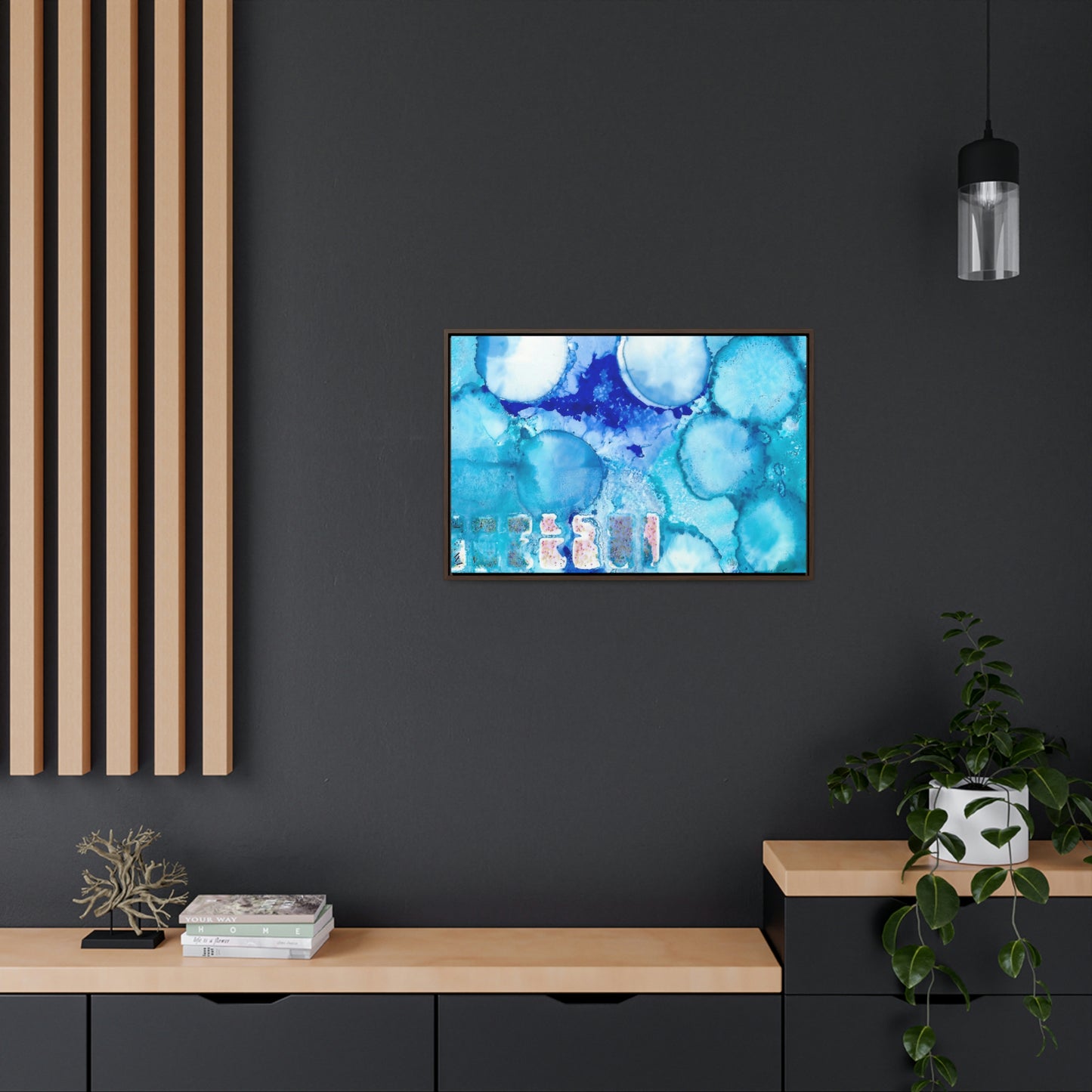Blue Ice 5 Framed Canvas Print - Alja Design