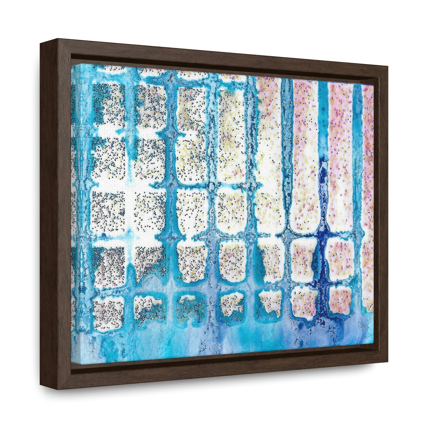 Blue Ice 13 Framed Canvas Print - Alja Design