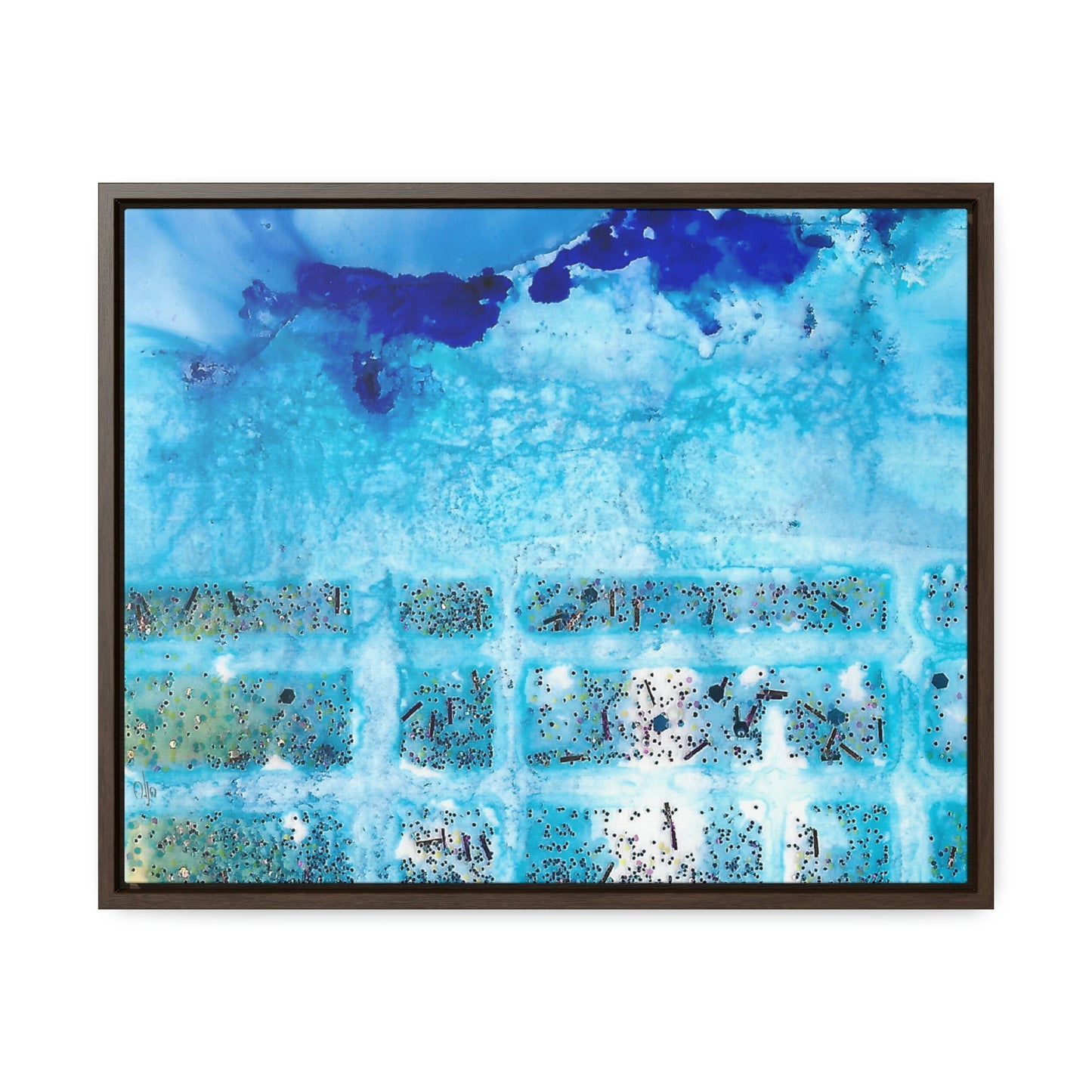 Blue Ice 8 Framed Canvas Print - Alja Design