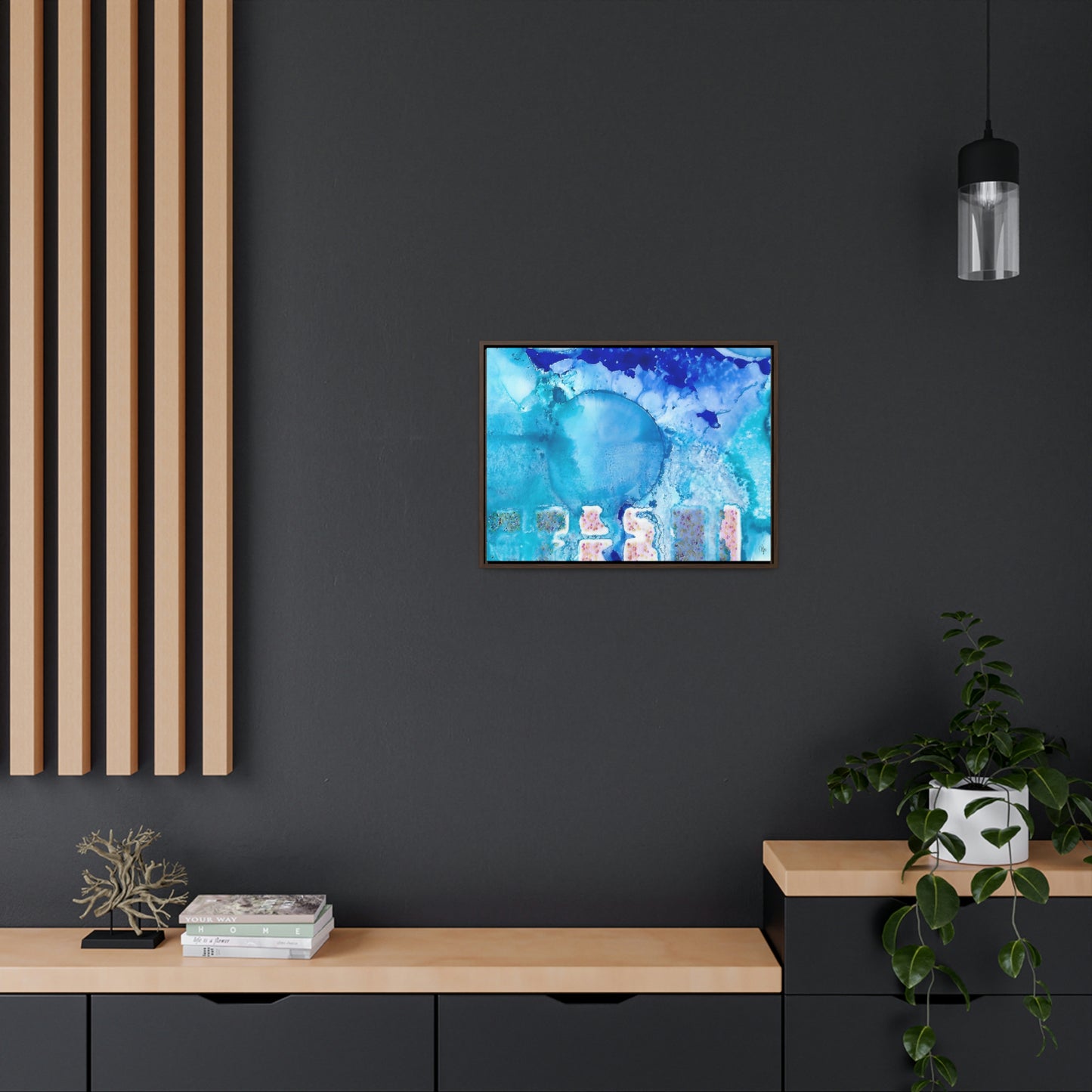 Blue Ice 9 Framed Canvas Print - Alja Design