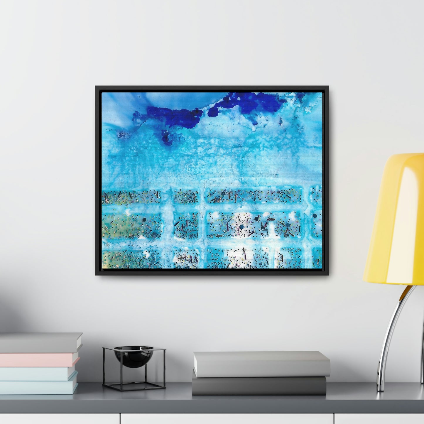 Blue Ice 8 Framed Canvas Print - Alja Design