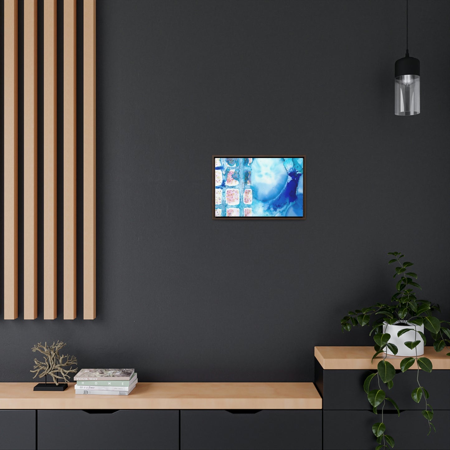 Blue Ice 10 Framed Canvas Print - Alja Design