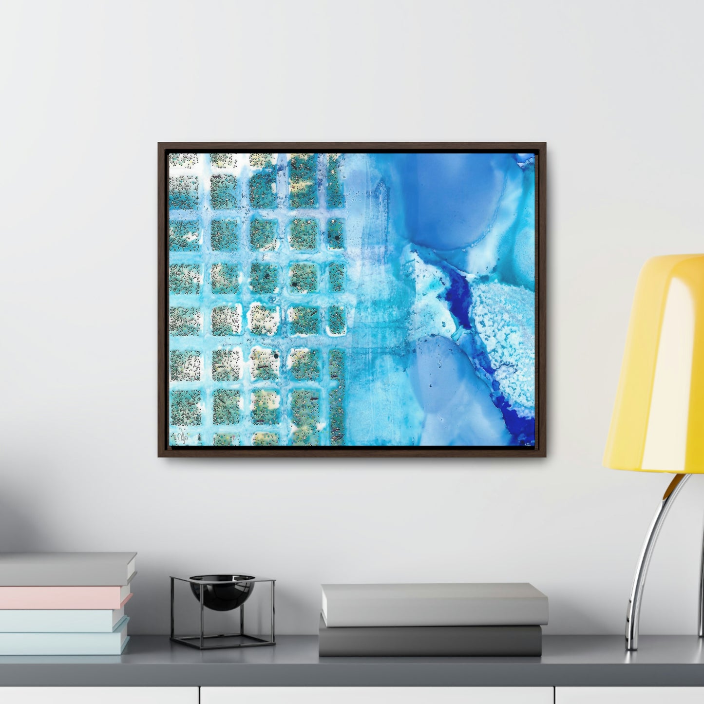 Blue Ice 14 Framed Canvas Print - Alja Design