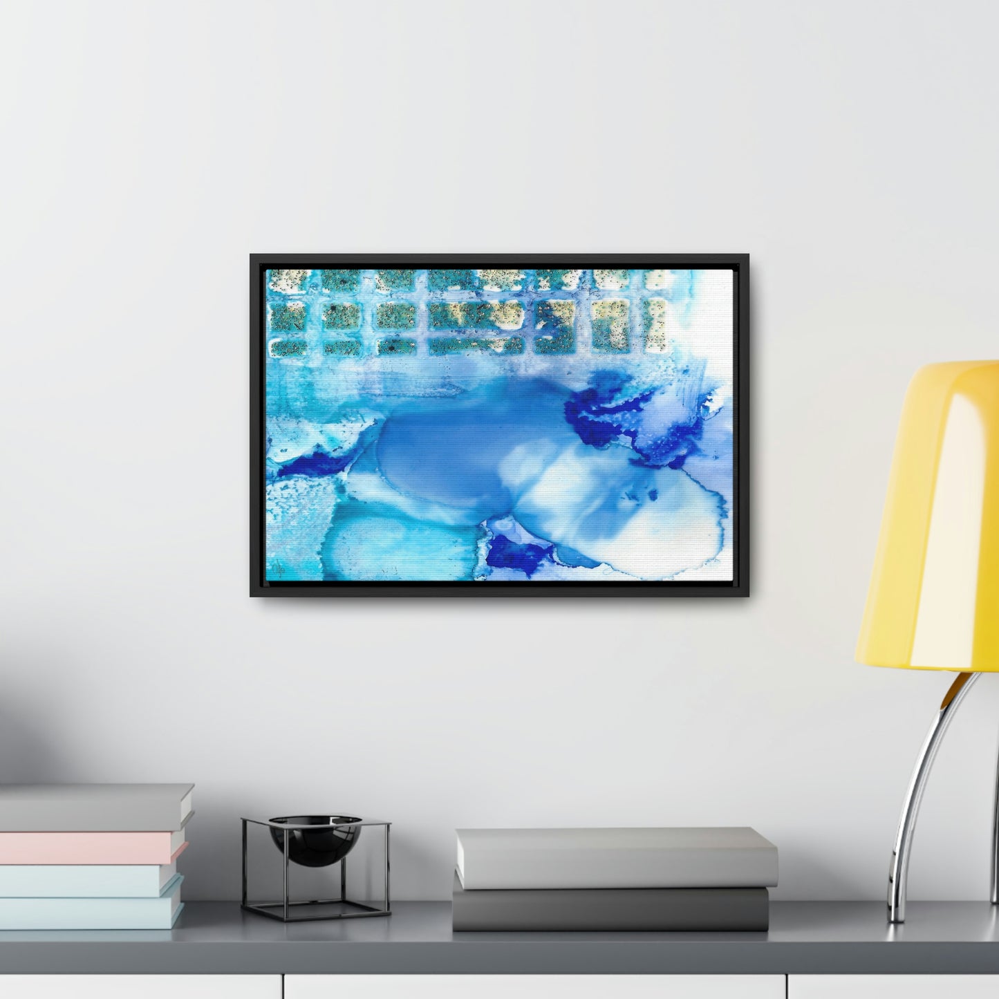 Blue Ice 12 Framed Canvas Print - Alja Design