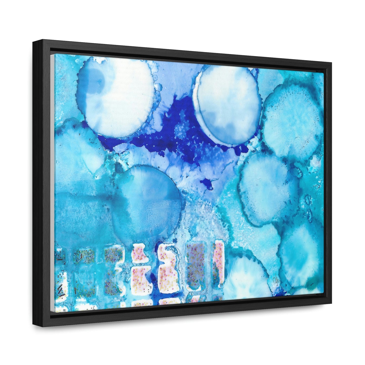 Blue Ice 5 Framed Canvas Print - Alja Design