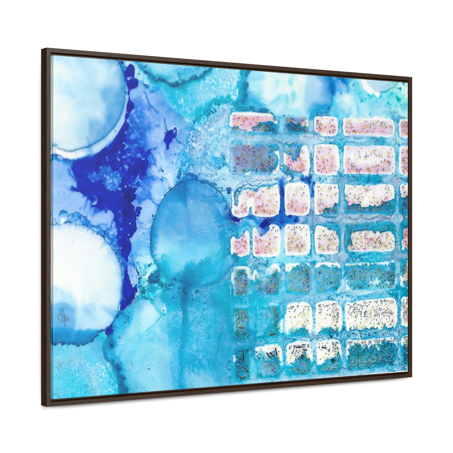Blue Ice 11 Framed Canvas Print - Alja Design