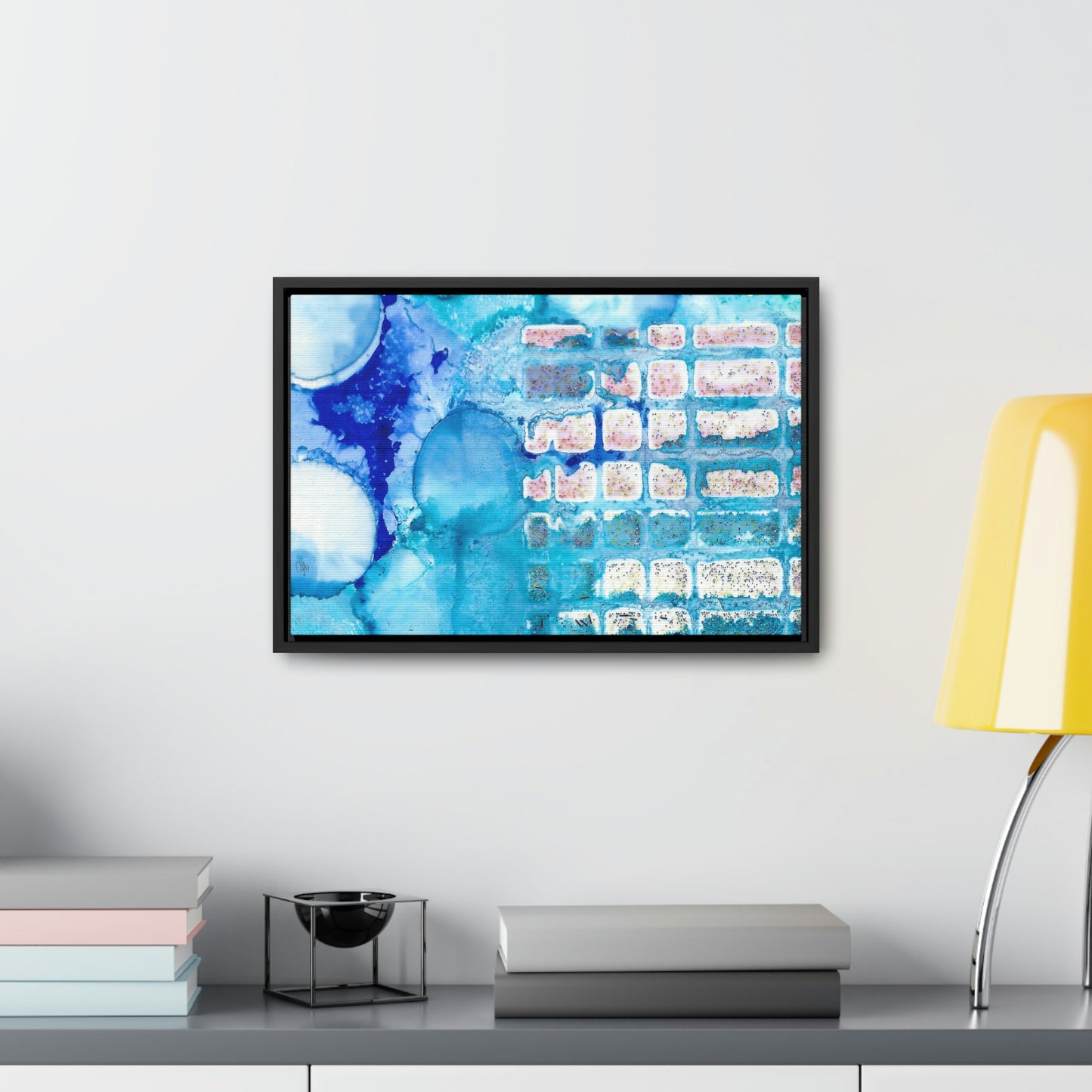 Blue Ice 11 Framed Canvas Print - Alja Design