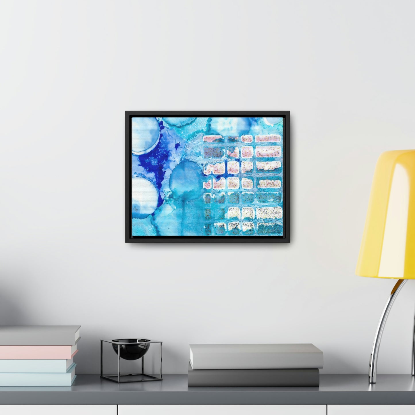 Blue Ice 11 Framed Canvas Print - Alja Design