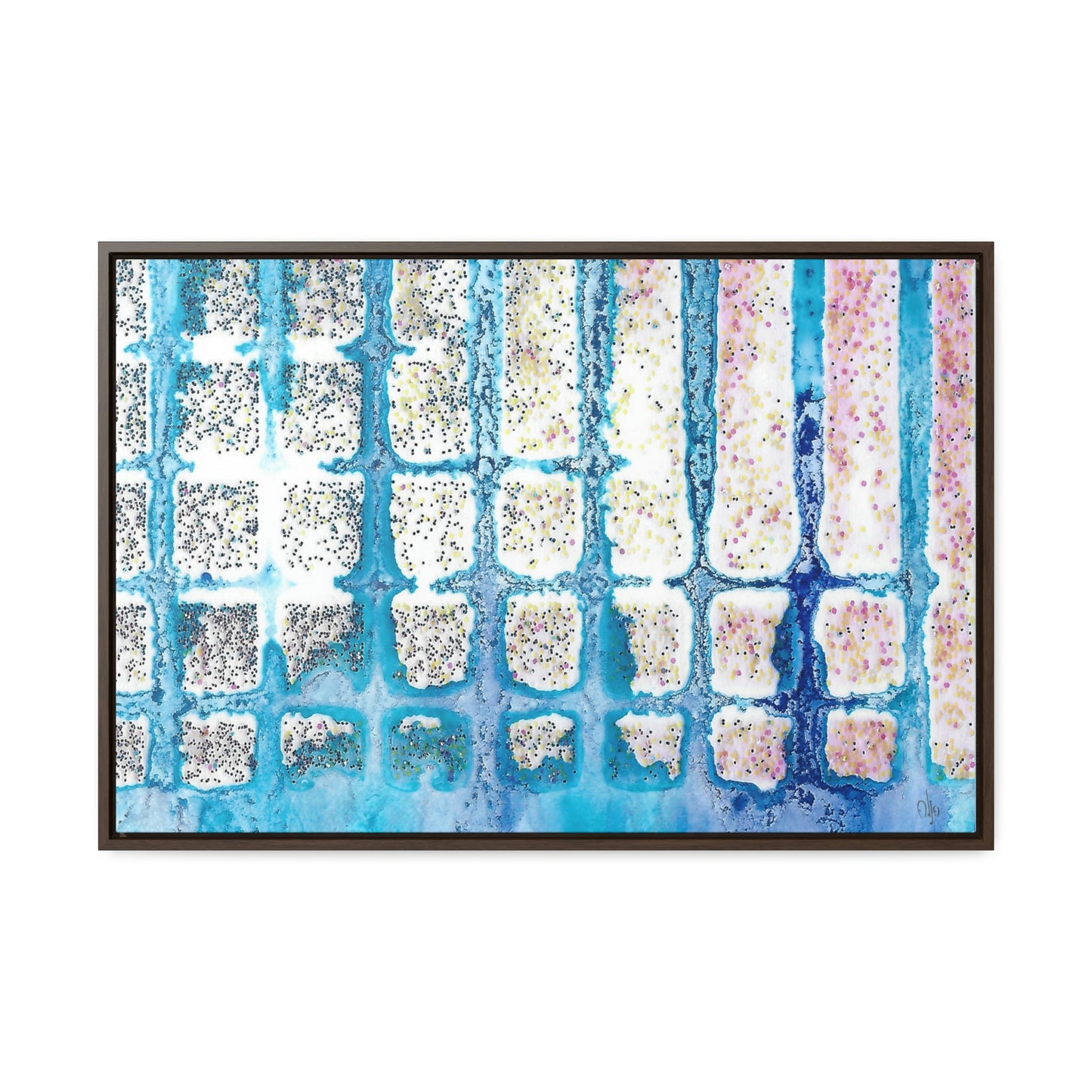 Blue Ice 13 Framed Canvas Print - Alja Design