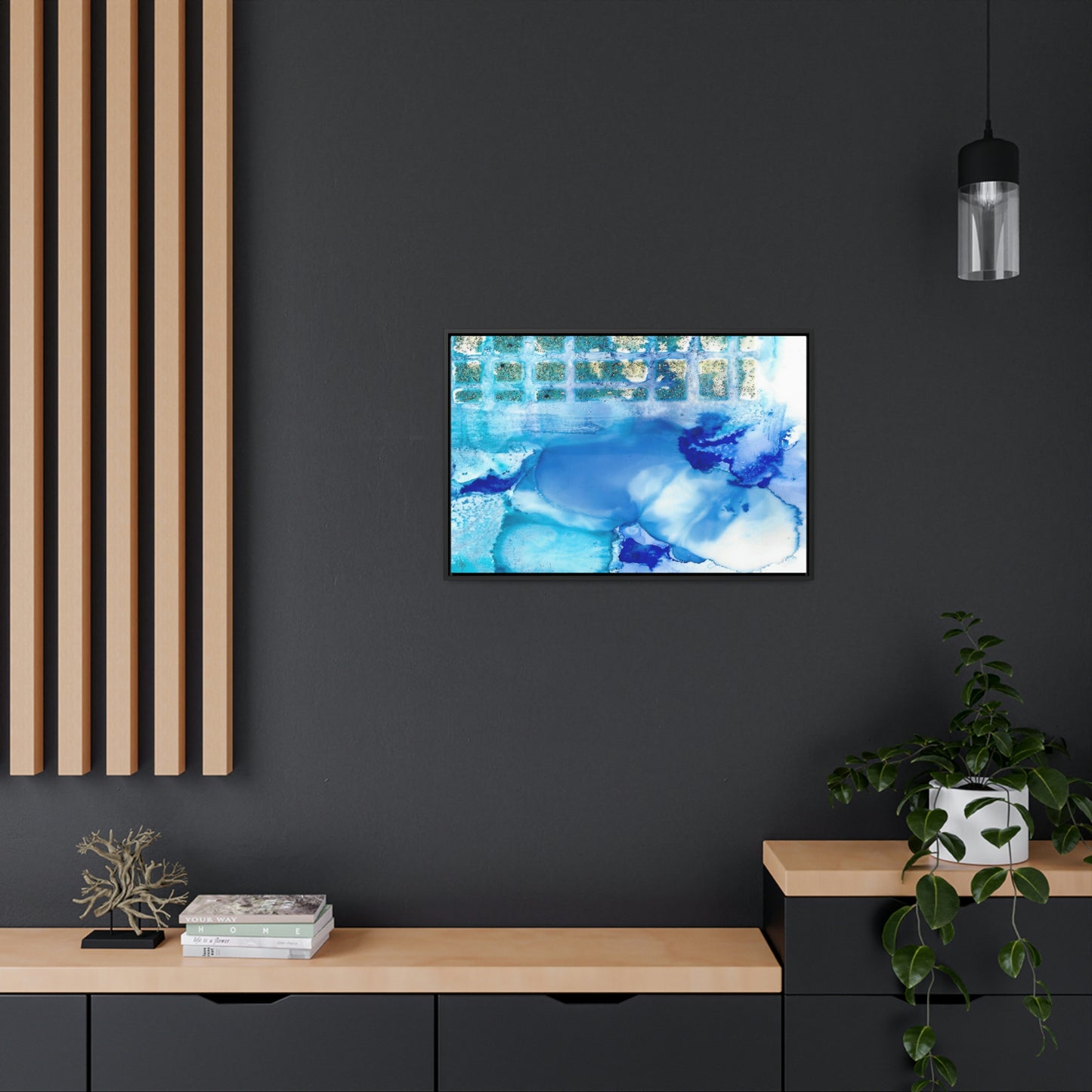 Blue Ice 12 Framed Canvas Print - Alja Design