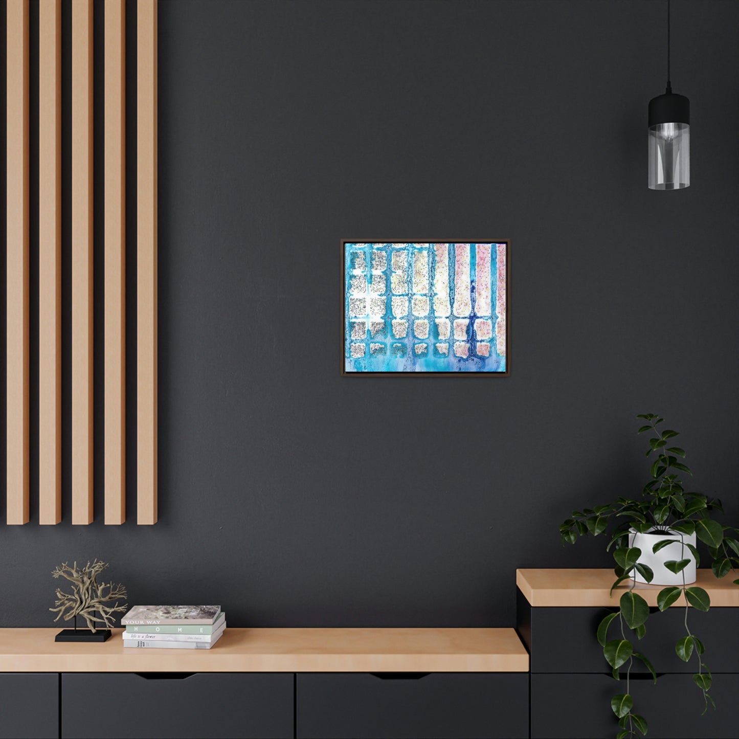 Blue Ice 13 Framed Canvas Print - Alja Design