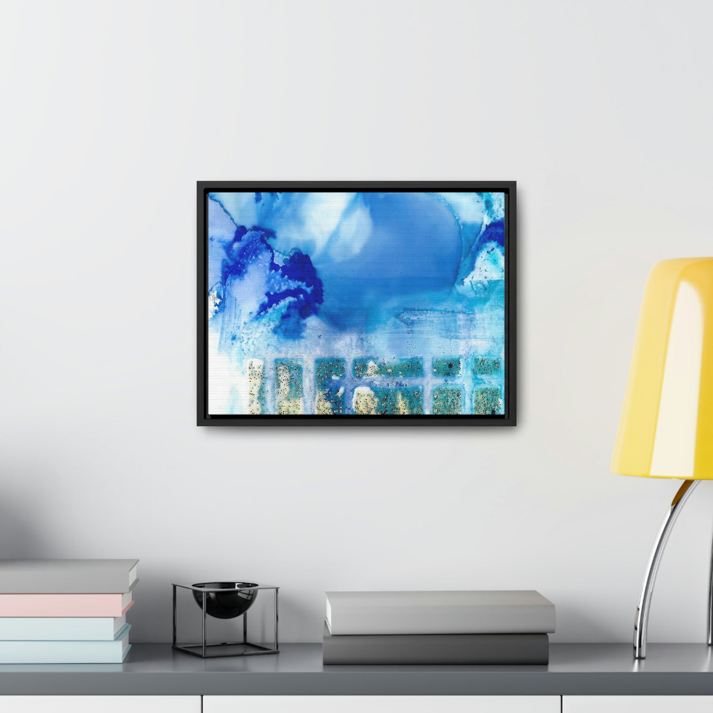 Blue Ice 7 Framed Canvas Print - Alja Design