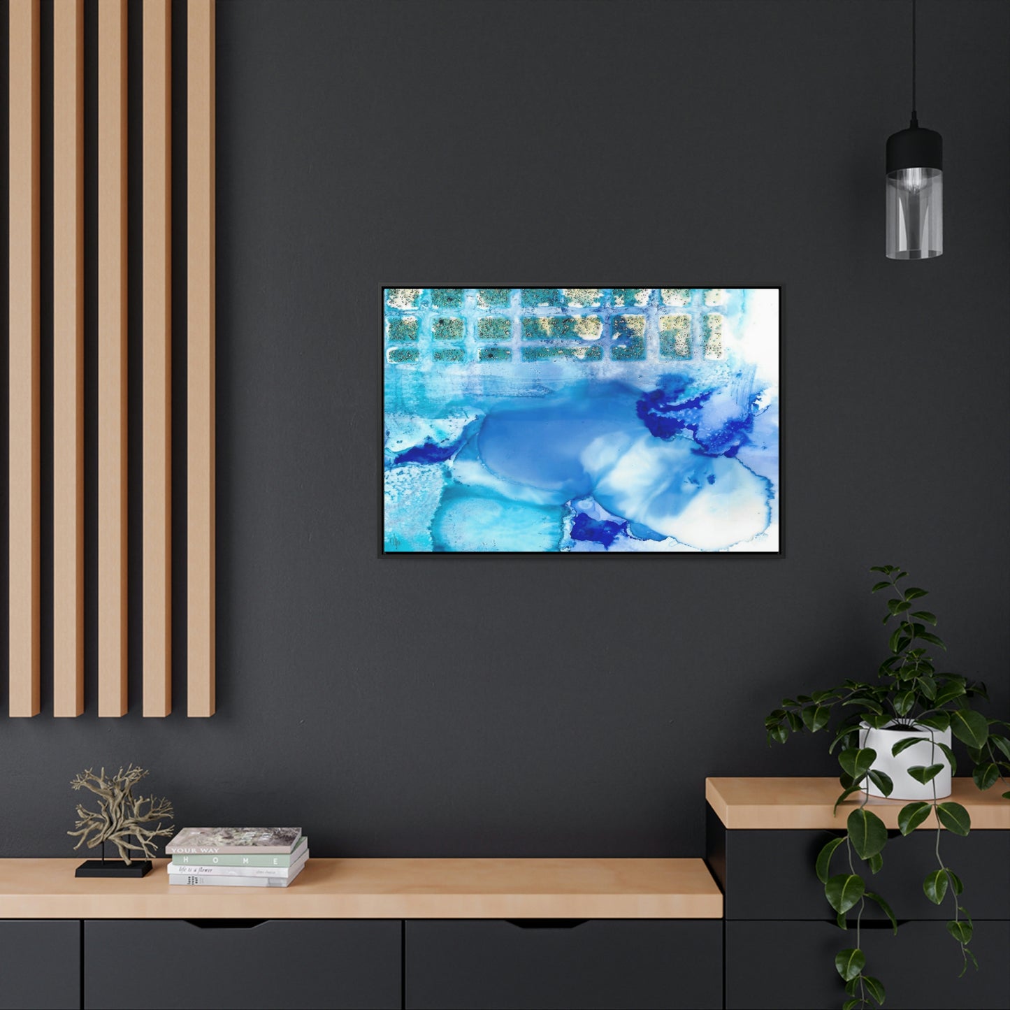 Blue Ice 12 Framed Canvas Print - Alja Design