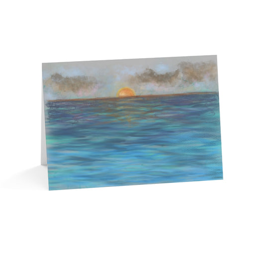 Blue Sunset Folded Greeting Card