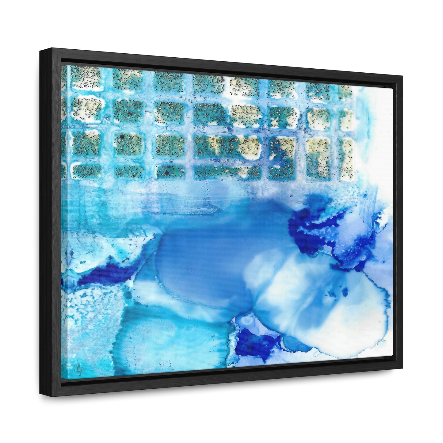 Blue Ice 12 Framed Canvas Print - Alja Design