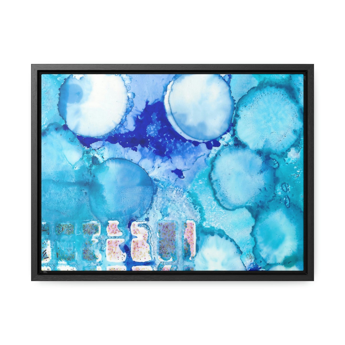 Blue Ice 5 Framed Canvas Print - Alja Design