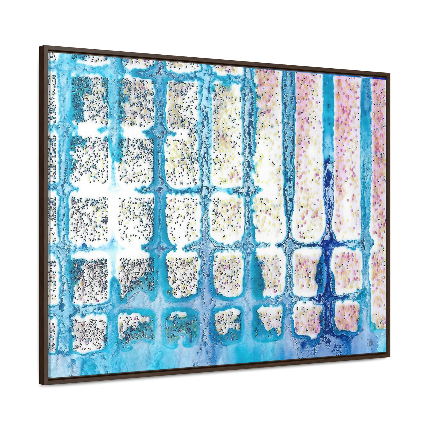 Blue Ice 13 Framed Canvas Print - Alja Design