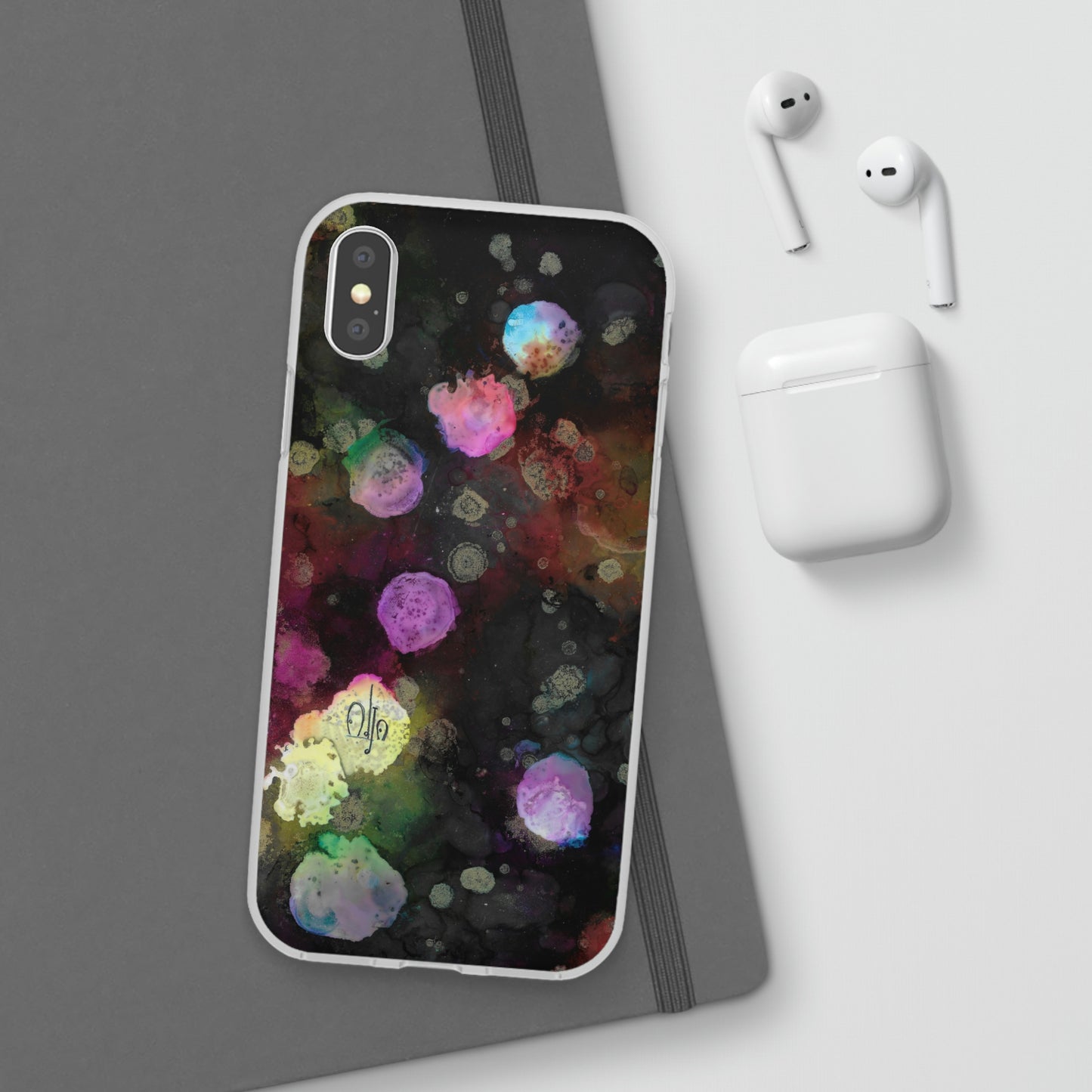 iPhone and Samsung Galaxy Flexi Phone Case Black Space - Alja Design
