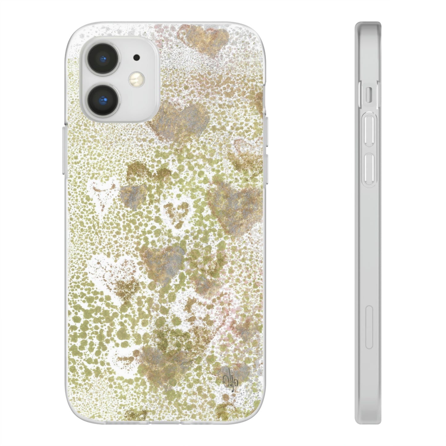 iPhone and Samsung Galaxy Flexi Phone Case Green Hearts - Alja Design