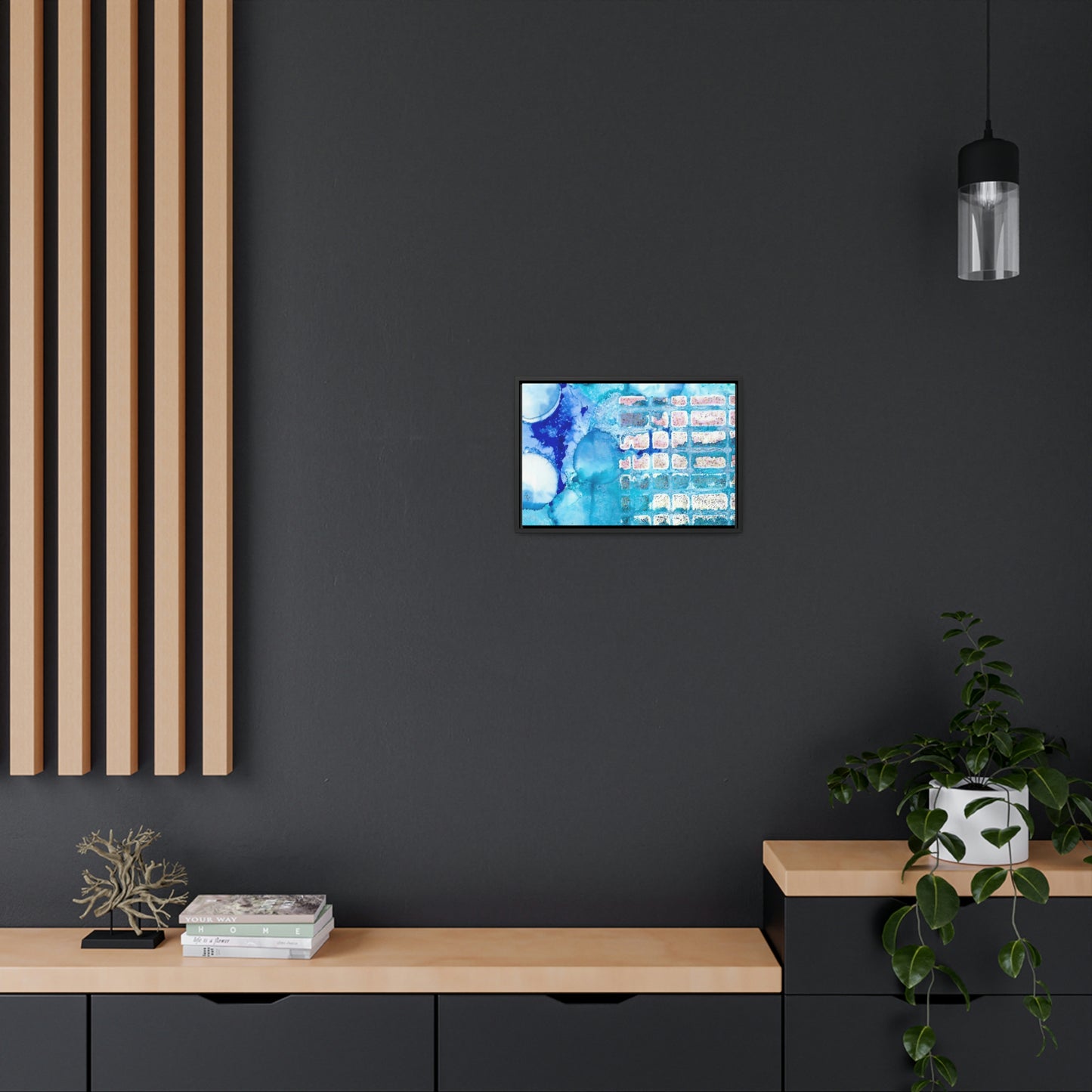 Blue Ice 11 Framed Canvas Print - Alja Design