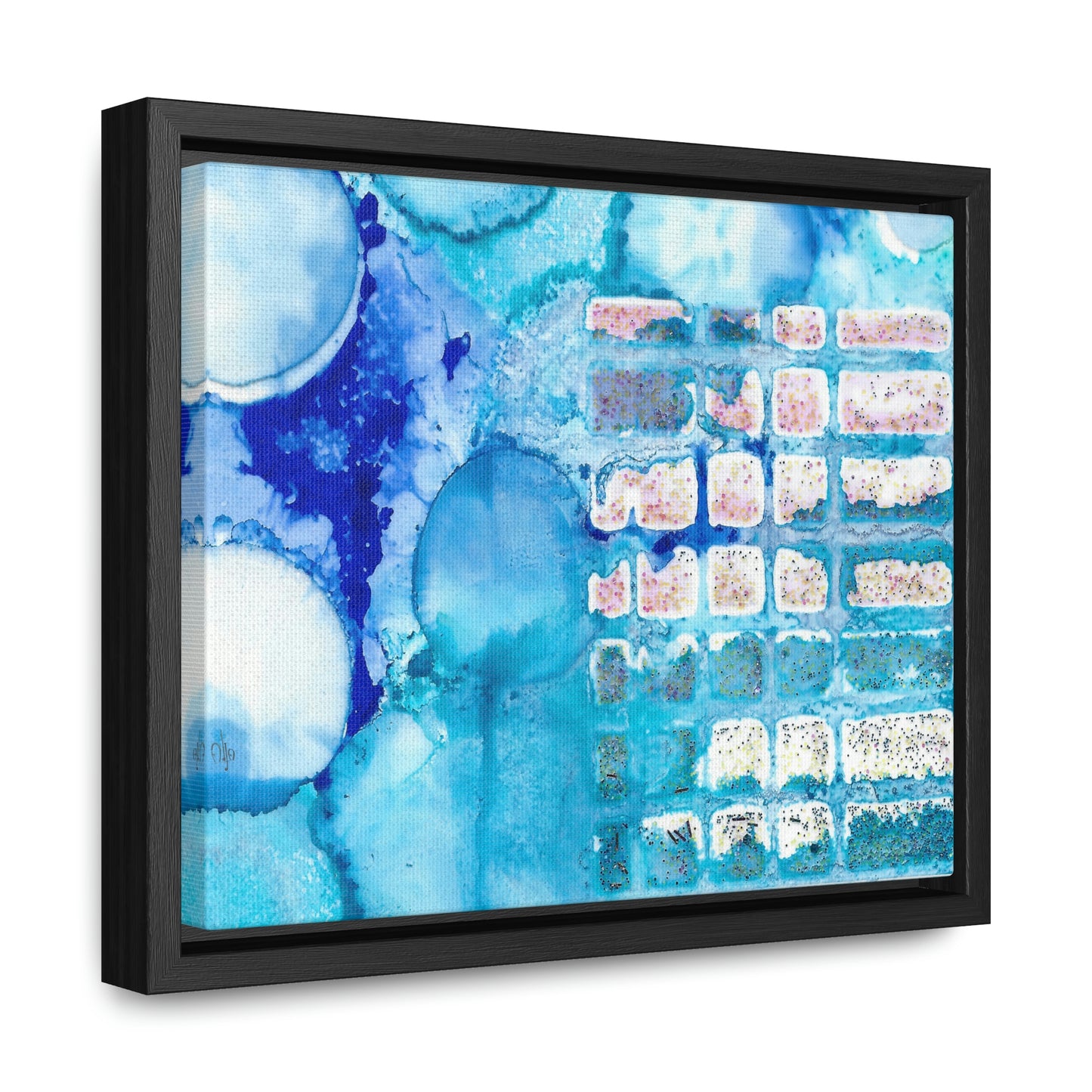 Blue Ice 11 Framed Canvas Print - Alja Design