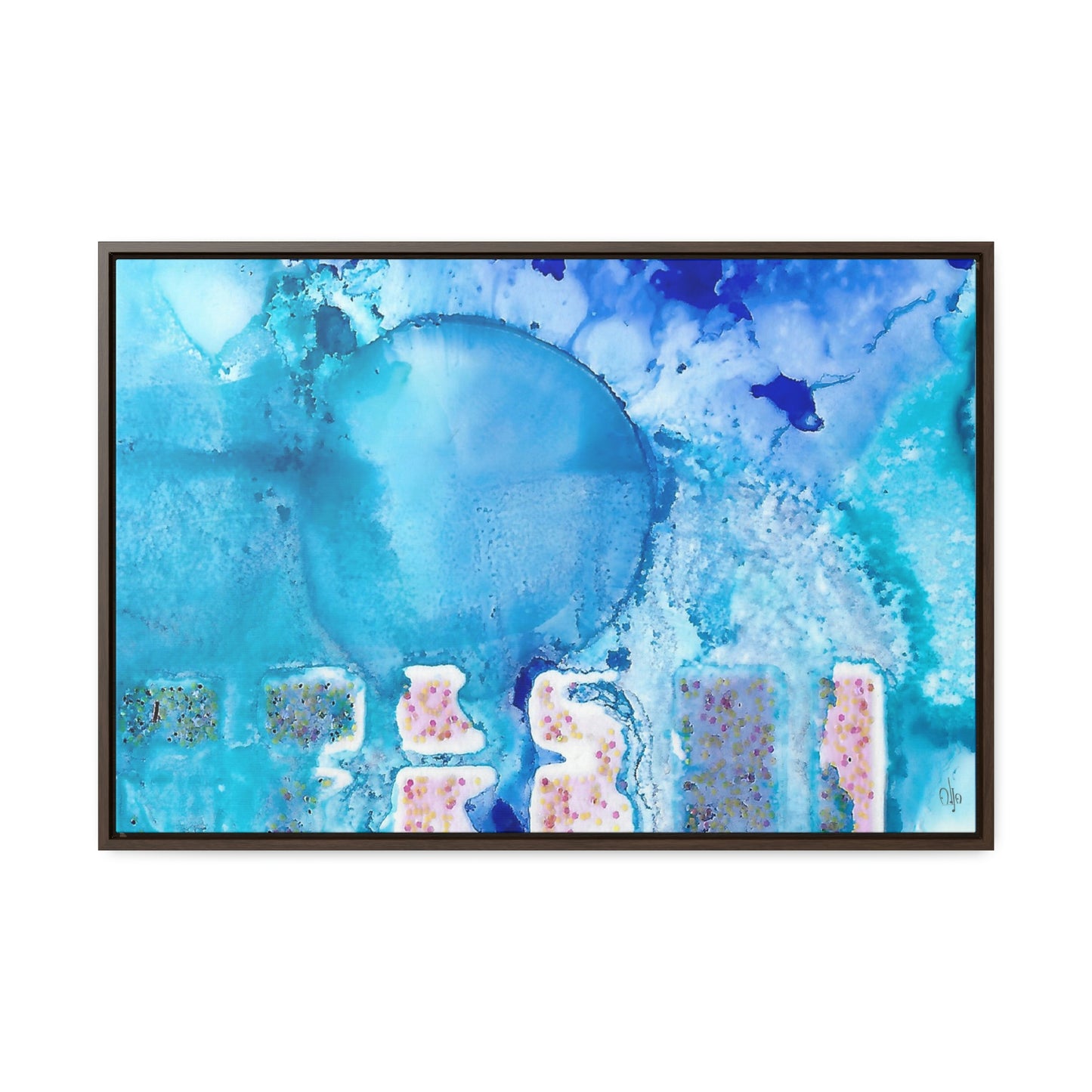 Blue Ice 9 Framed Canvas Print - Alja Design