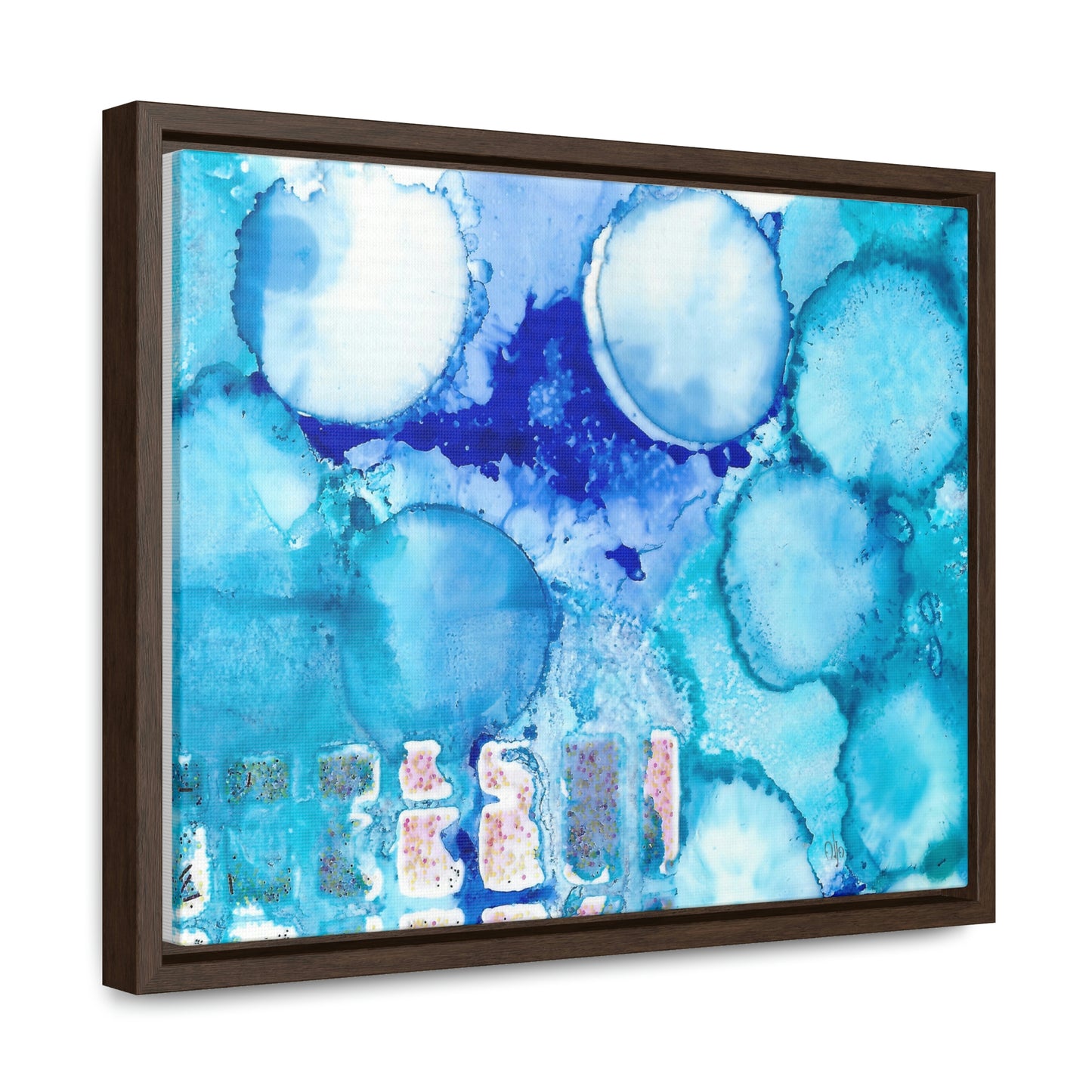 Blue Ice 5 Framed Canvas Print - Alja Design