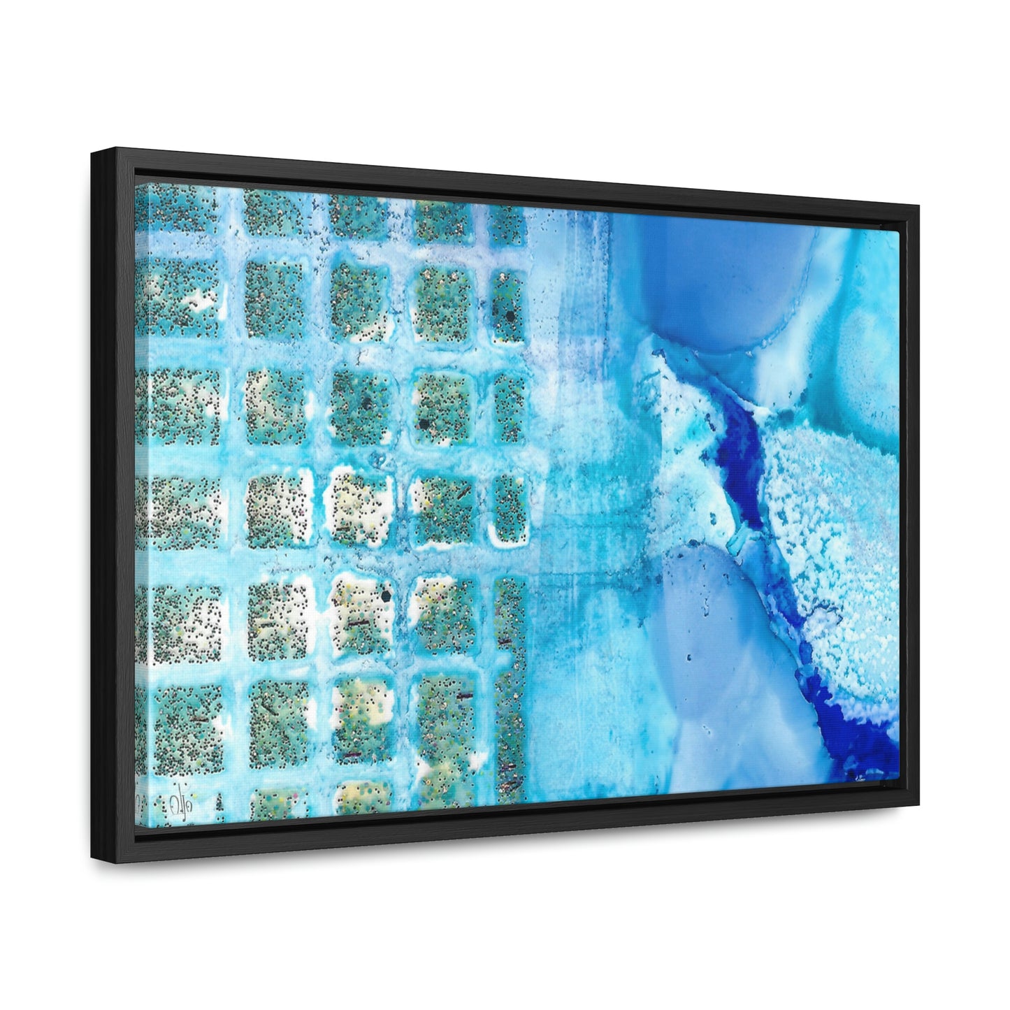 Blue Ice 14 Framed Canvas Print - Alja Design