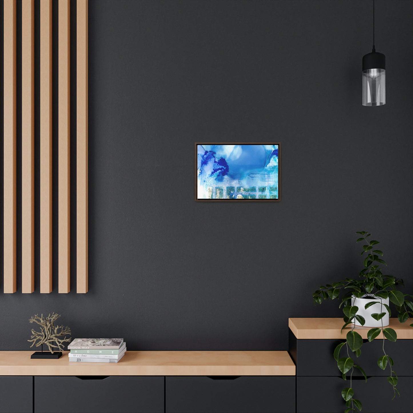 Blue Ice 7 Framed Canvas Print - Alja Design