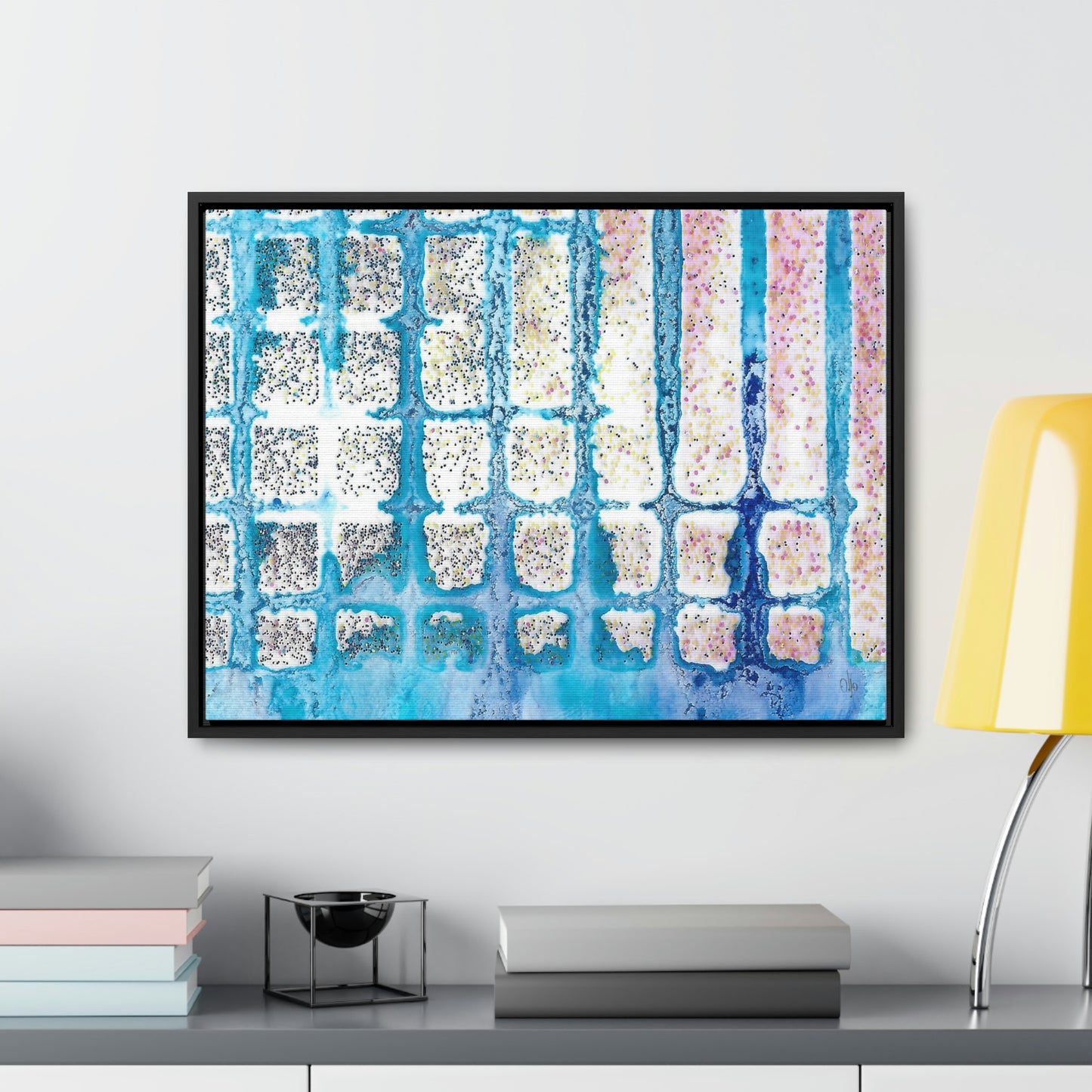 Blue Ice 13 Framed Canvas Print - Alja Design