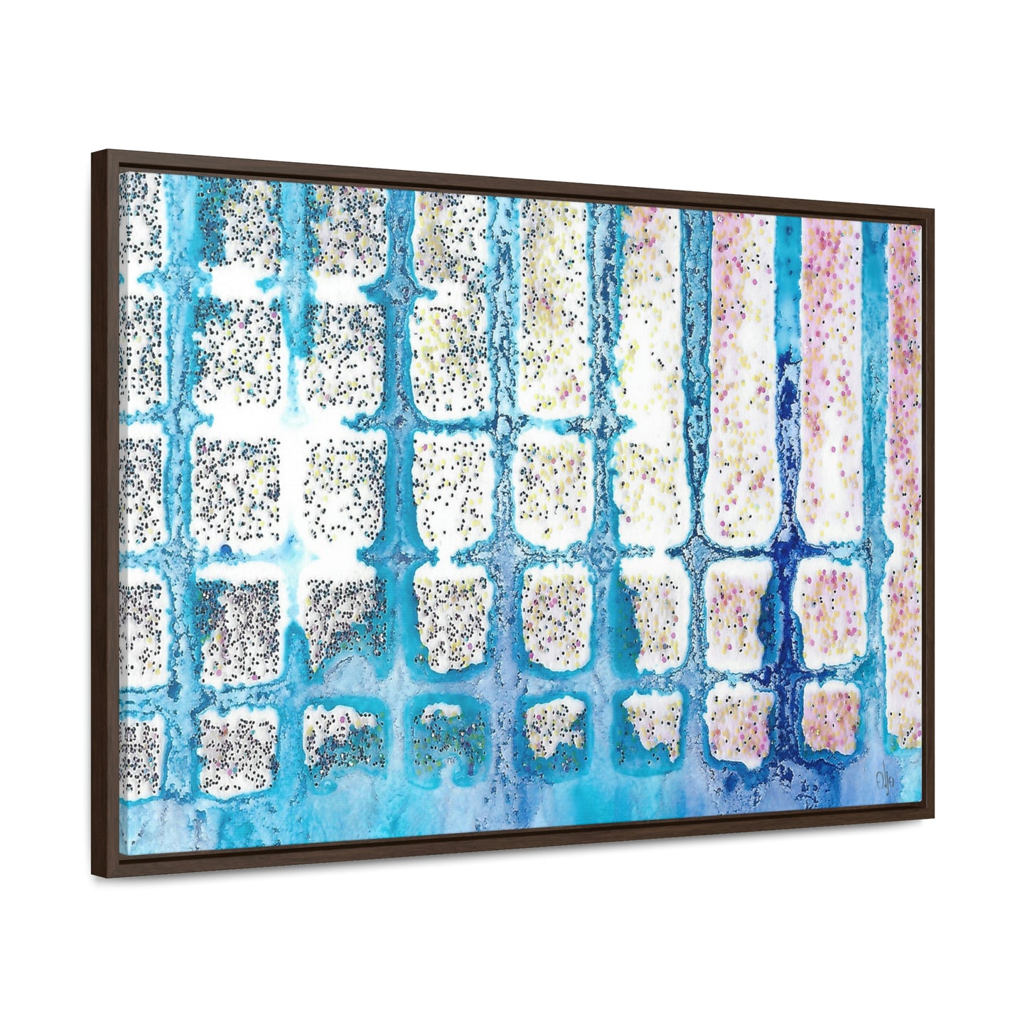 Blue Ice 13 Framed Canvas Print - Alja Design