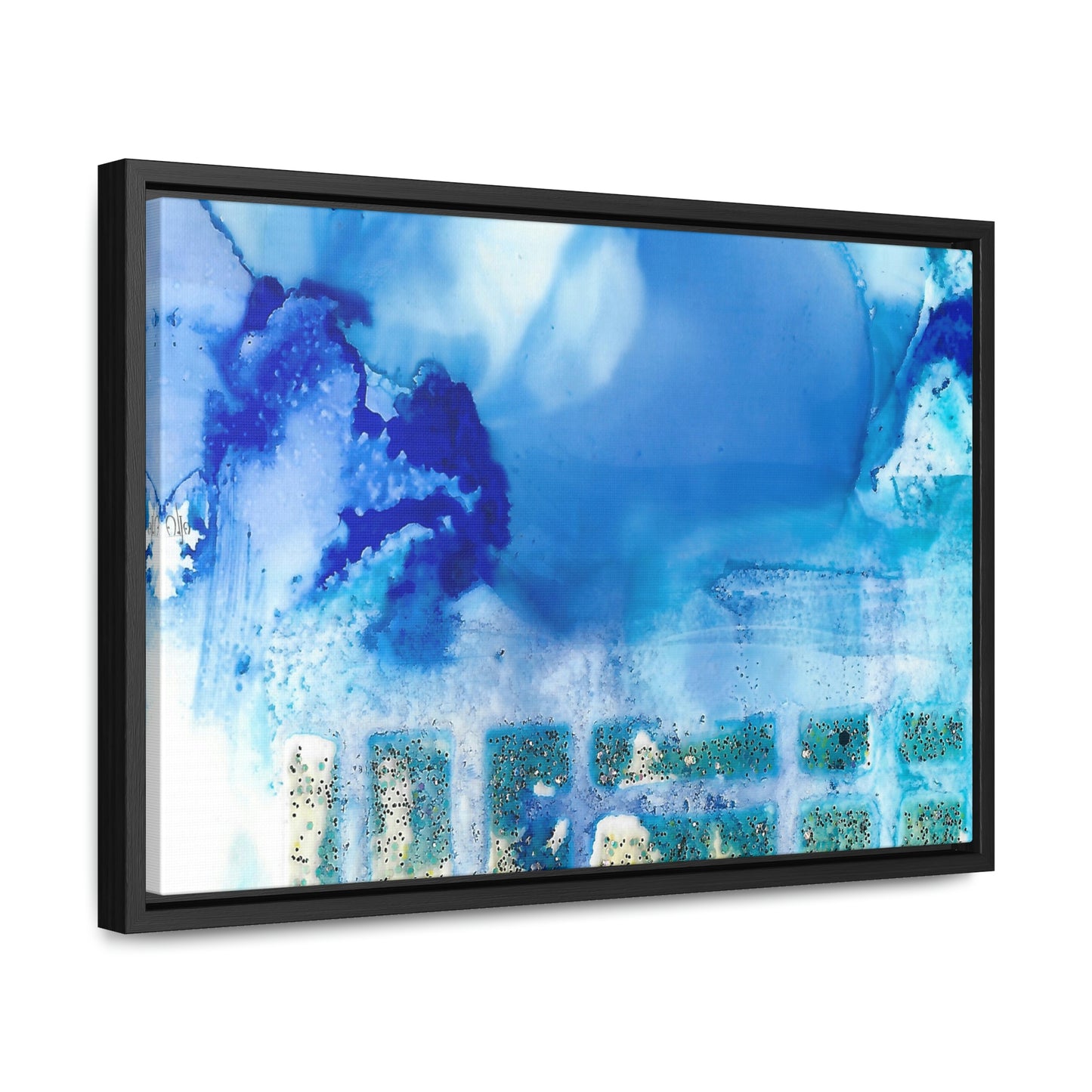 Blue Ice 7 Framed Canvas Print - Alja Design