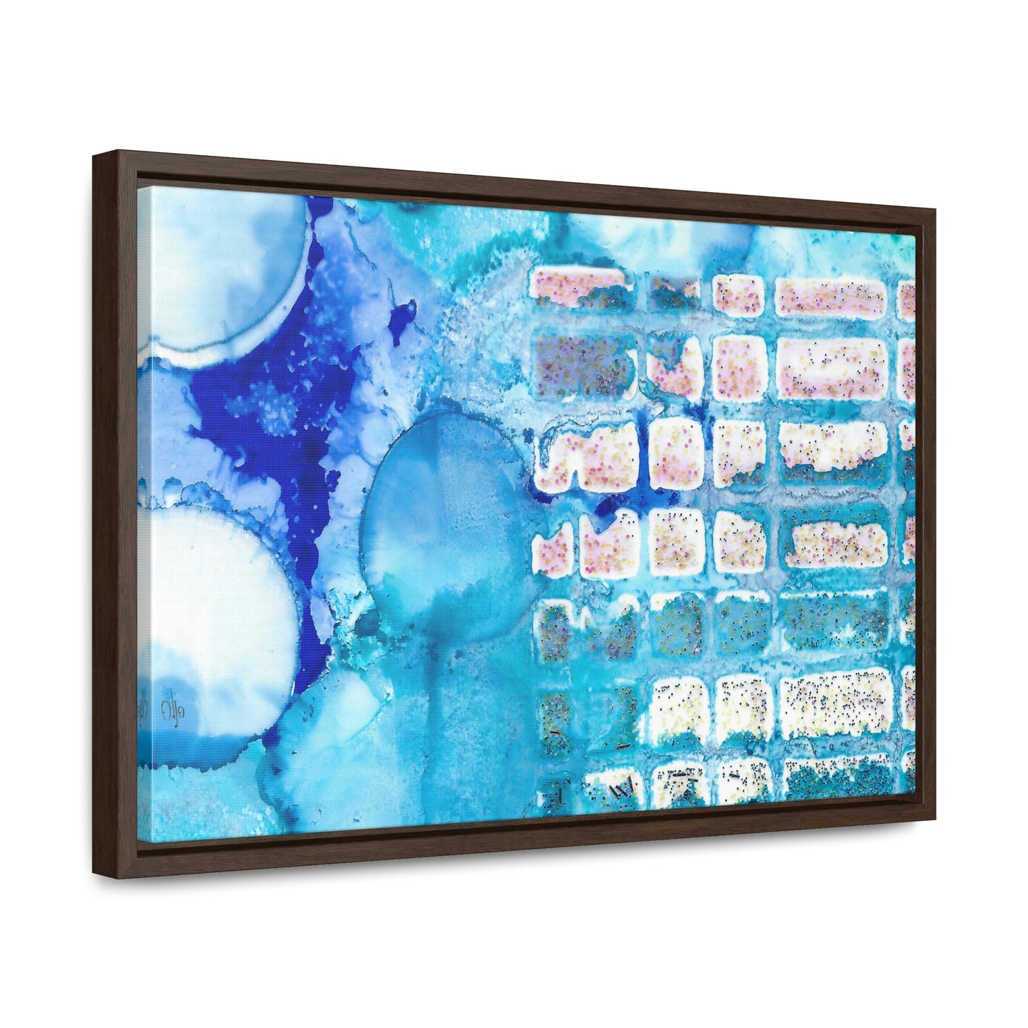 Blue Ice 11 Framed Canvas Print - Alja Design