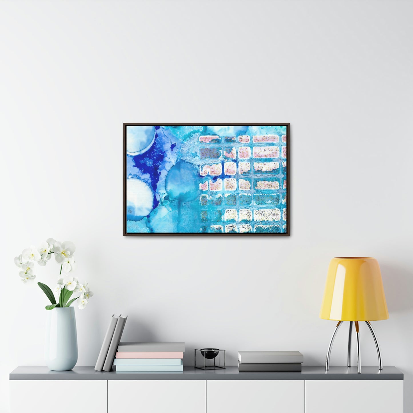 Blue Ice 11 Framed Canvas Print - Alja Design