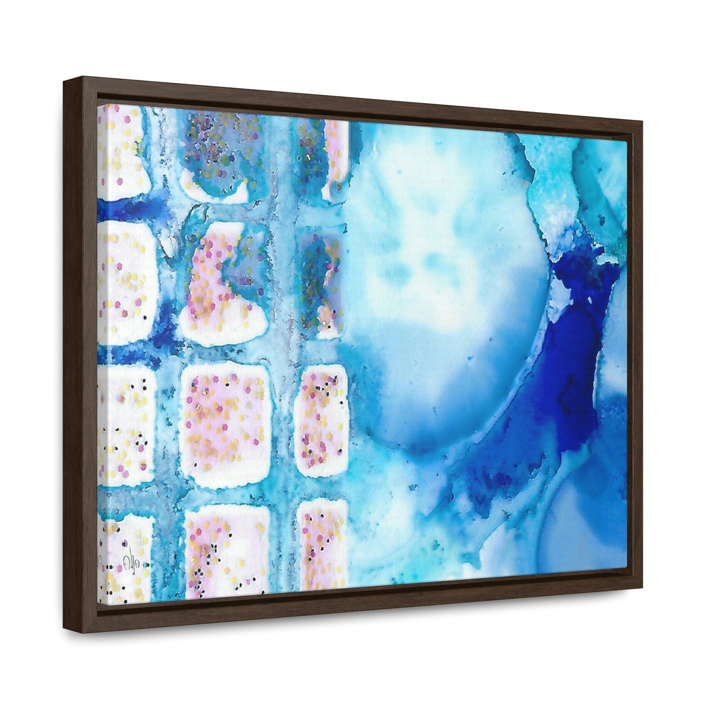 Blue Ice 10 Framed Canvas Print - Alja Design