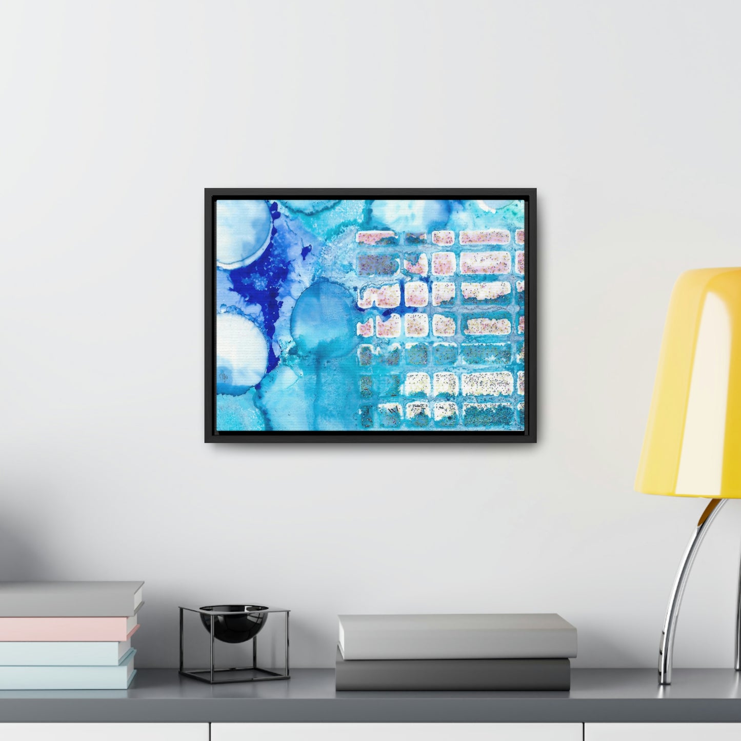 Blue Ice 11 Framed Canvas Print - Alja Design