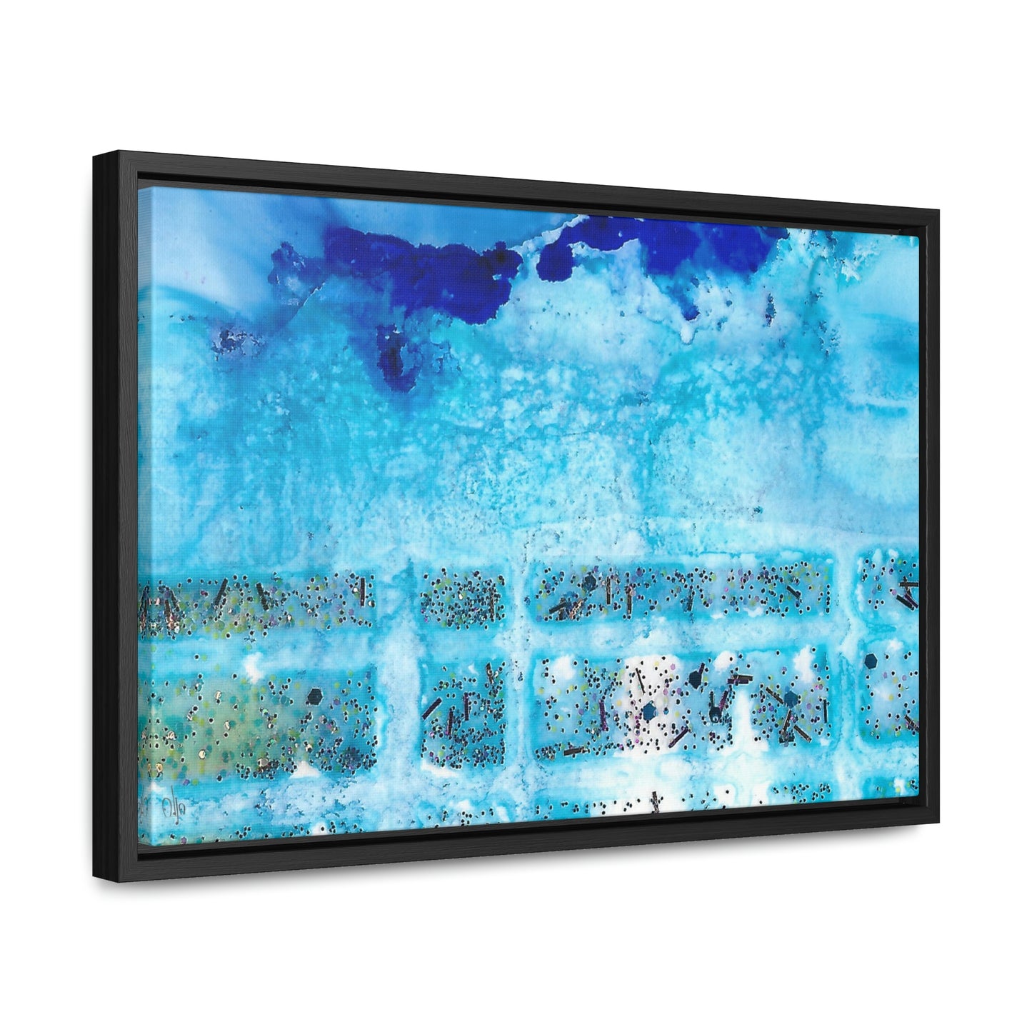 Blue Ice 8 Framed Canvas Print - Alja Design