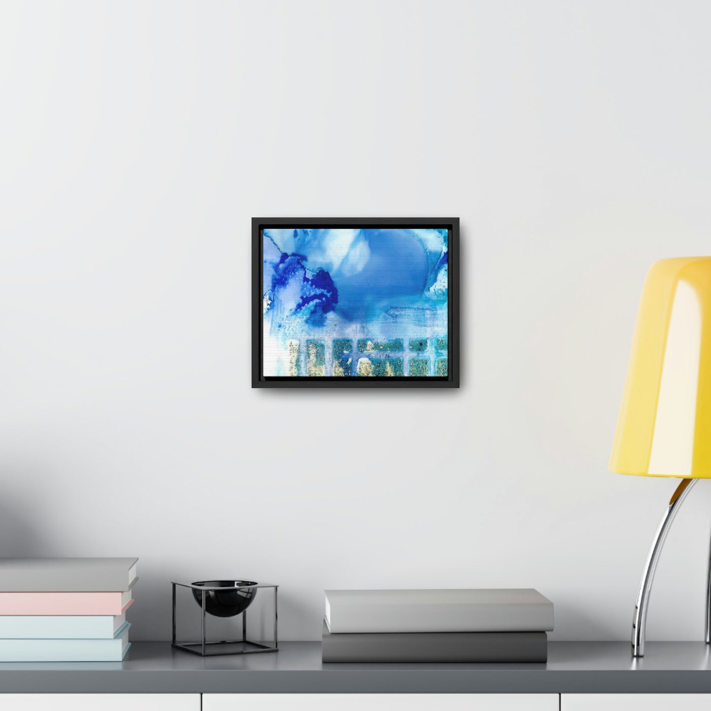 Blue Ice 7 Framed Canvas Print - Alja Design