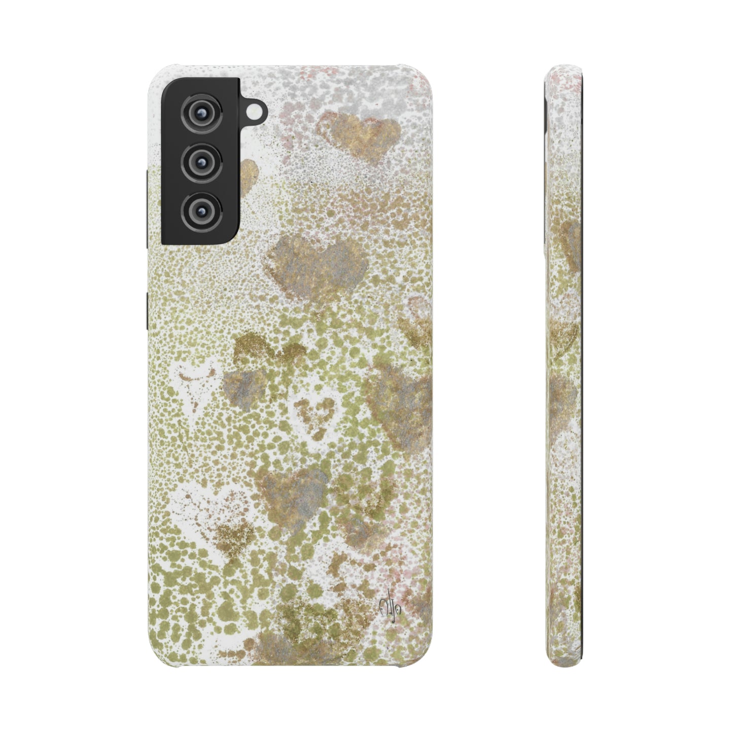 iPhone Samsung Galaxy Pixel5G Snap Case Phone Case Green Hearts - Alja Design