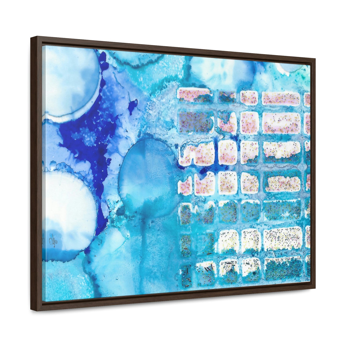 Blue Ice 11 Framed Canvas Print - Alja Design