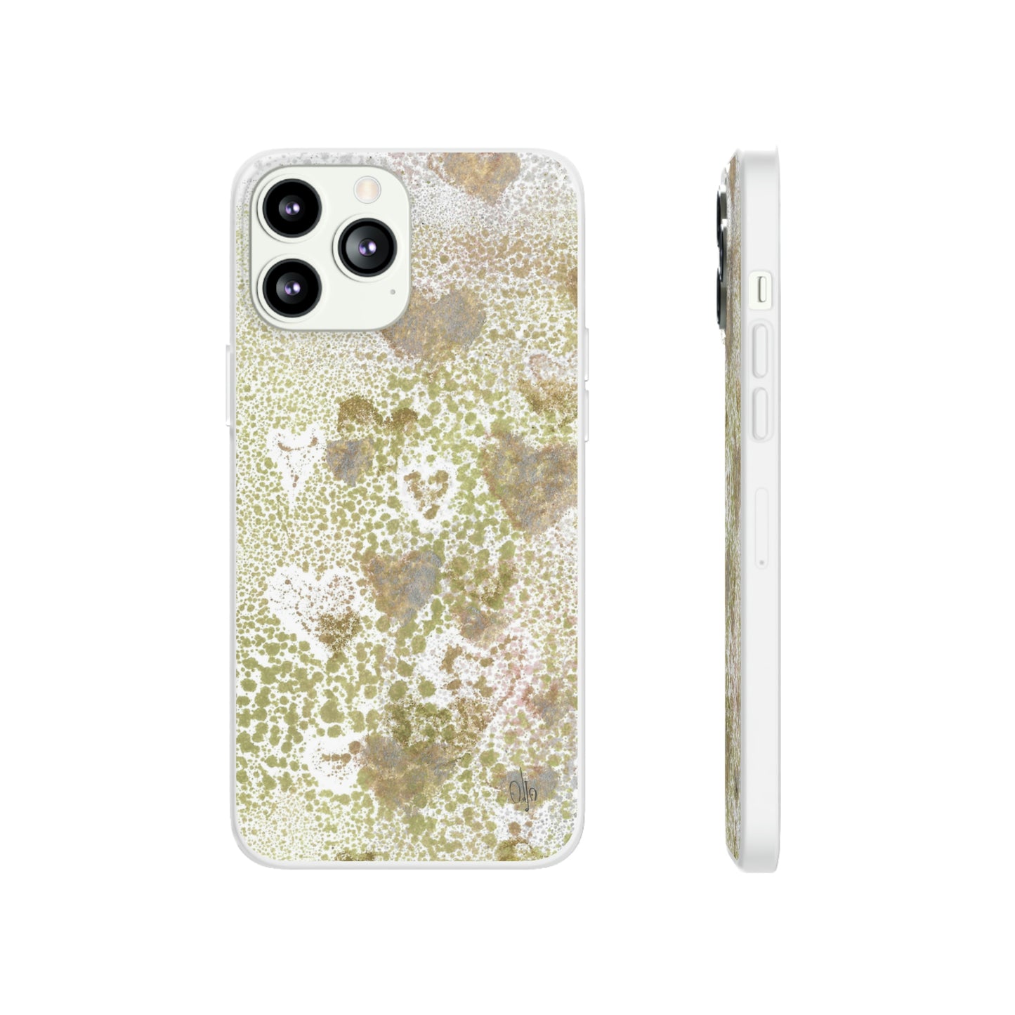 iPhone and Samsung Galaxy Flexi Phone Case Green Hearts - Alja Design